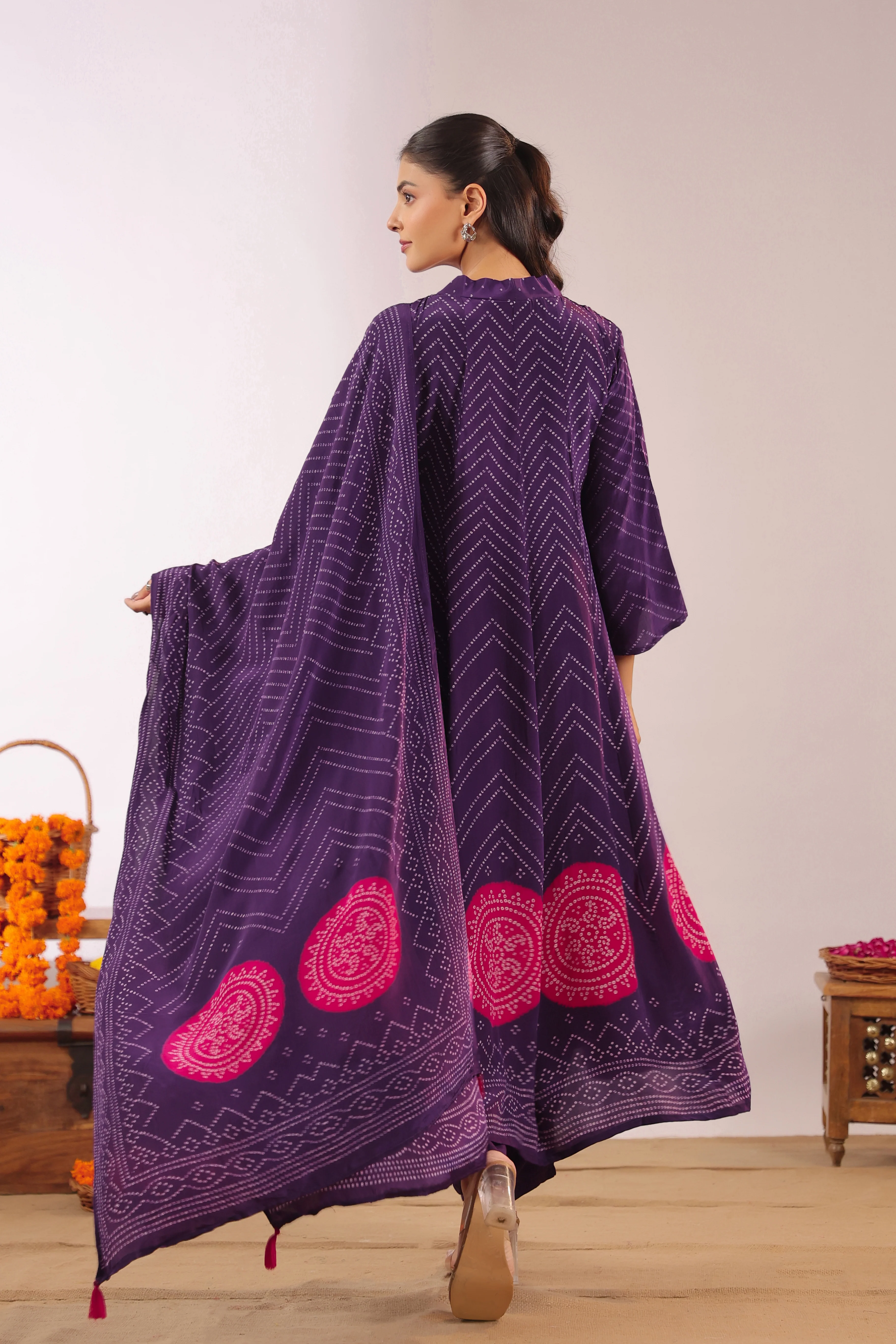 Jiva Crepe Bandhani HandEmbroidered Pant Set - Image 11