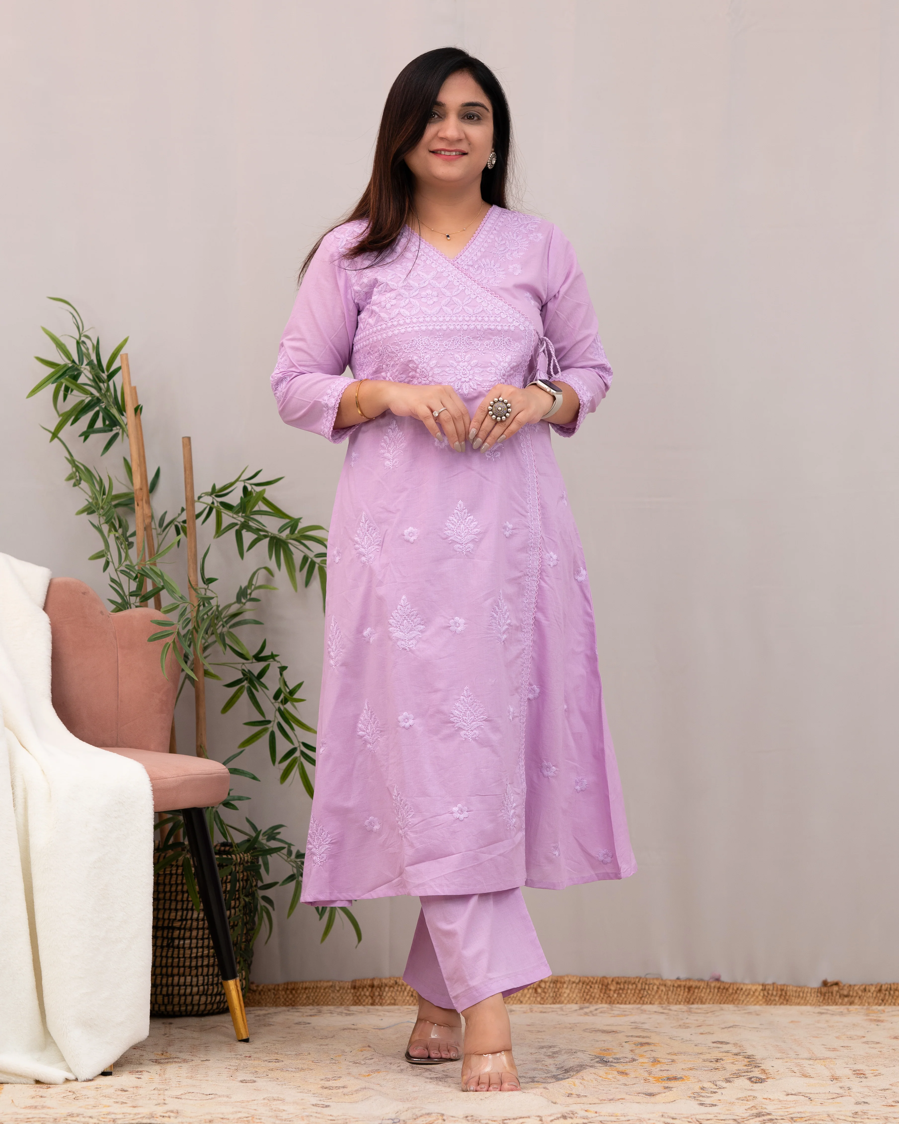 Johan Cotton Chikankari Embroidered Pant Set - Image 5