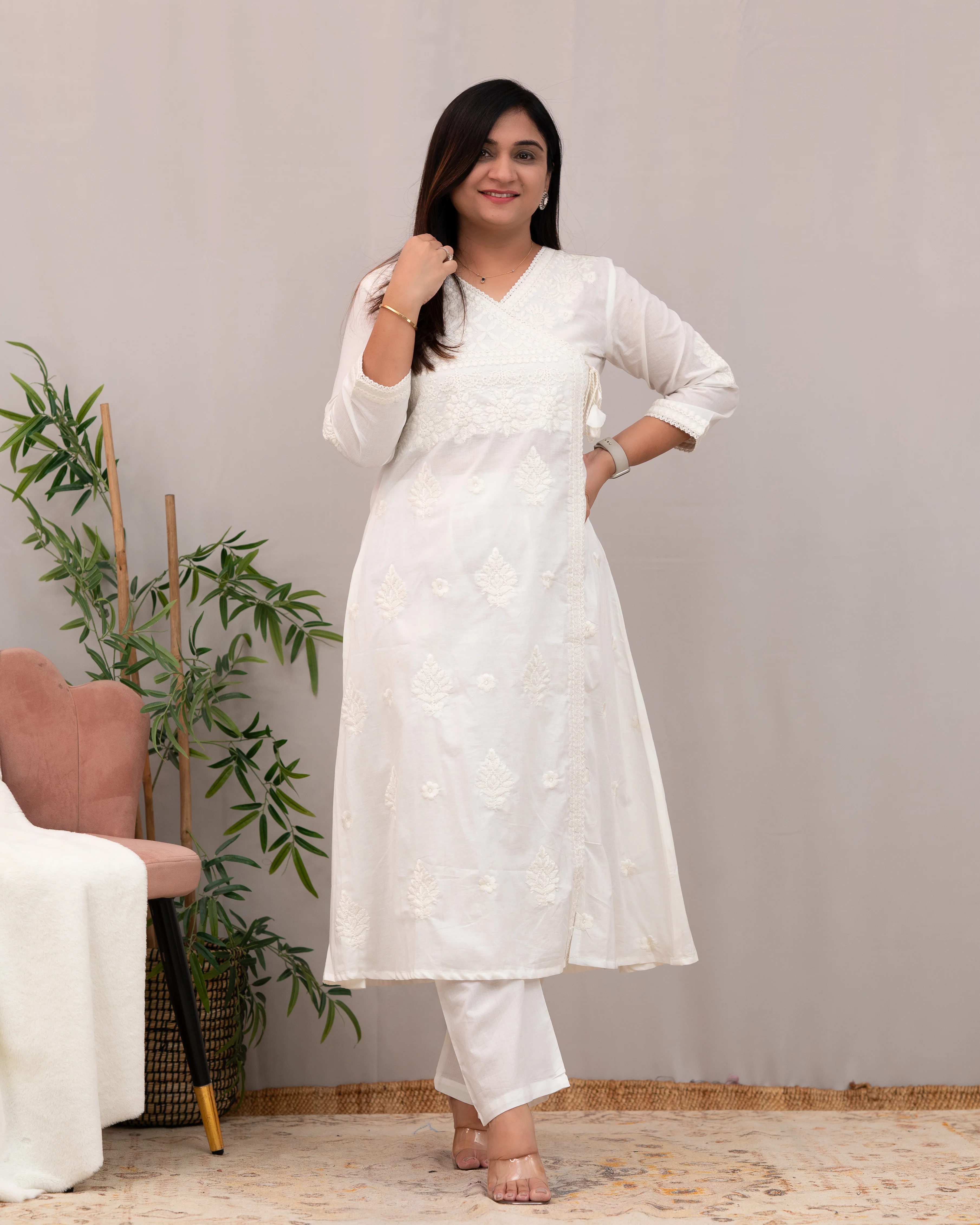 Johan Cotton Chikankari Embroidered Pant Set - Image 6