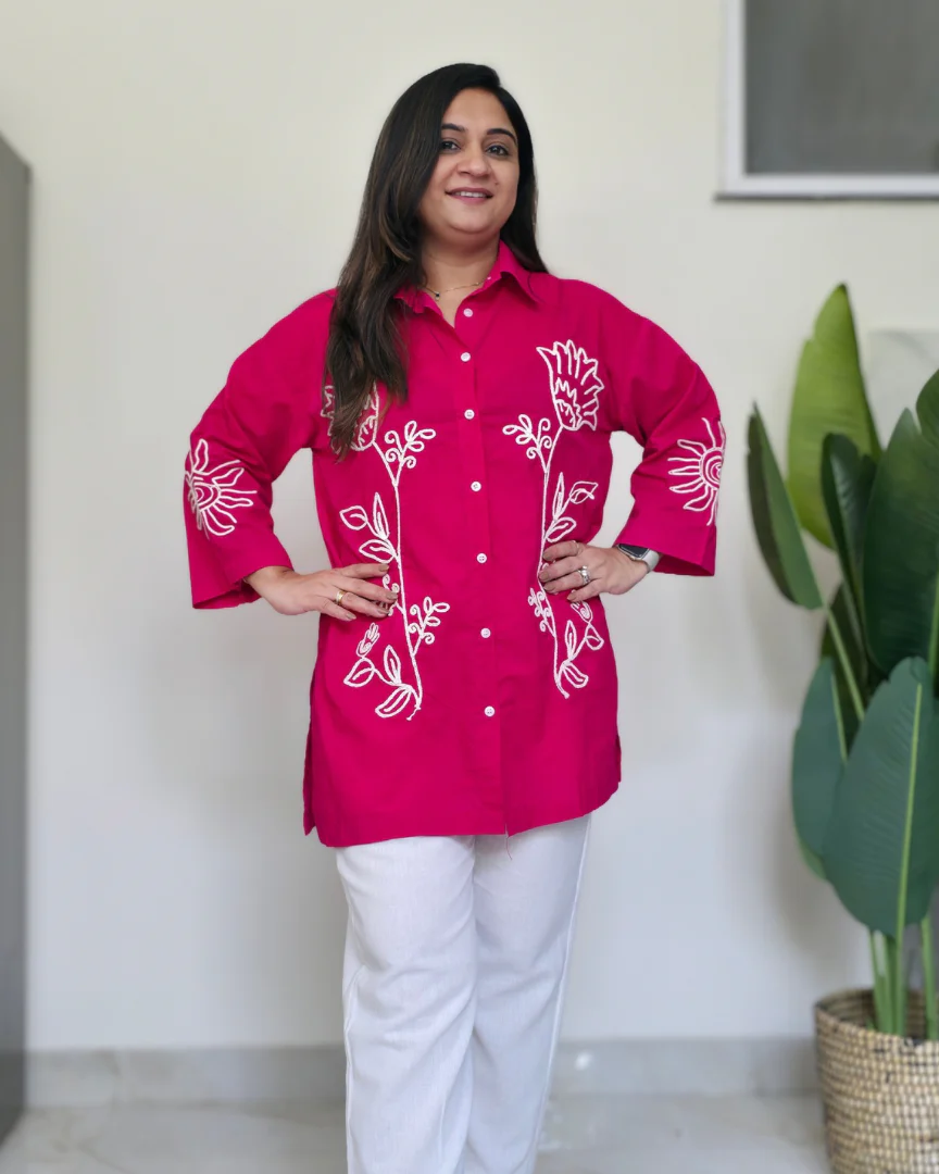 Juliet Cotton Embroidered Oversize-Shirt Coord Set - Image 9