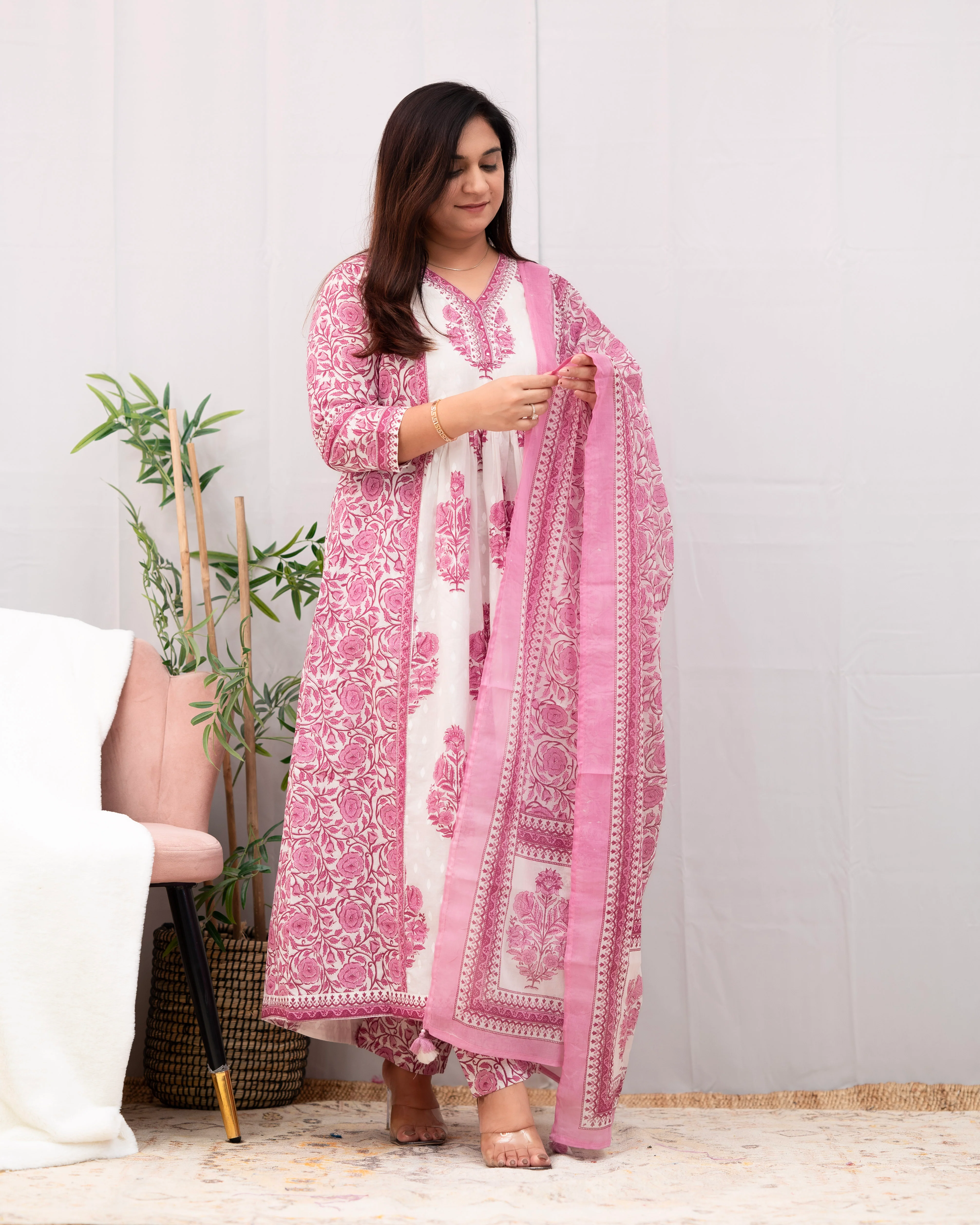Kaira Premium Cotton Embroidered Anarkali Pant Set - Image 8