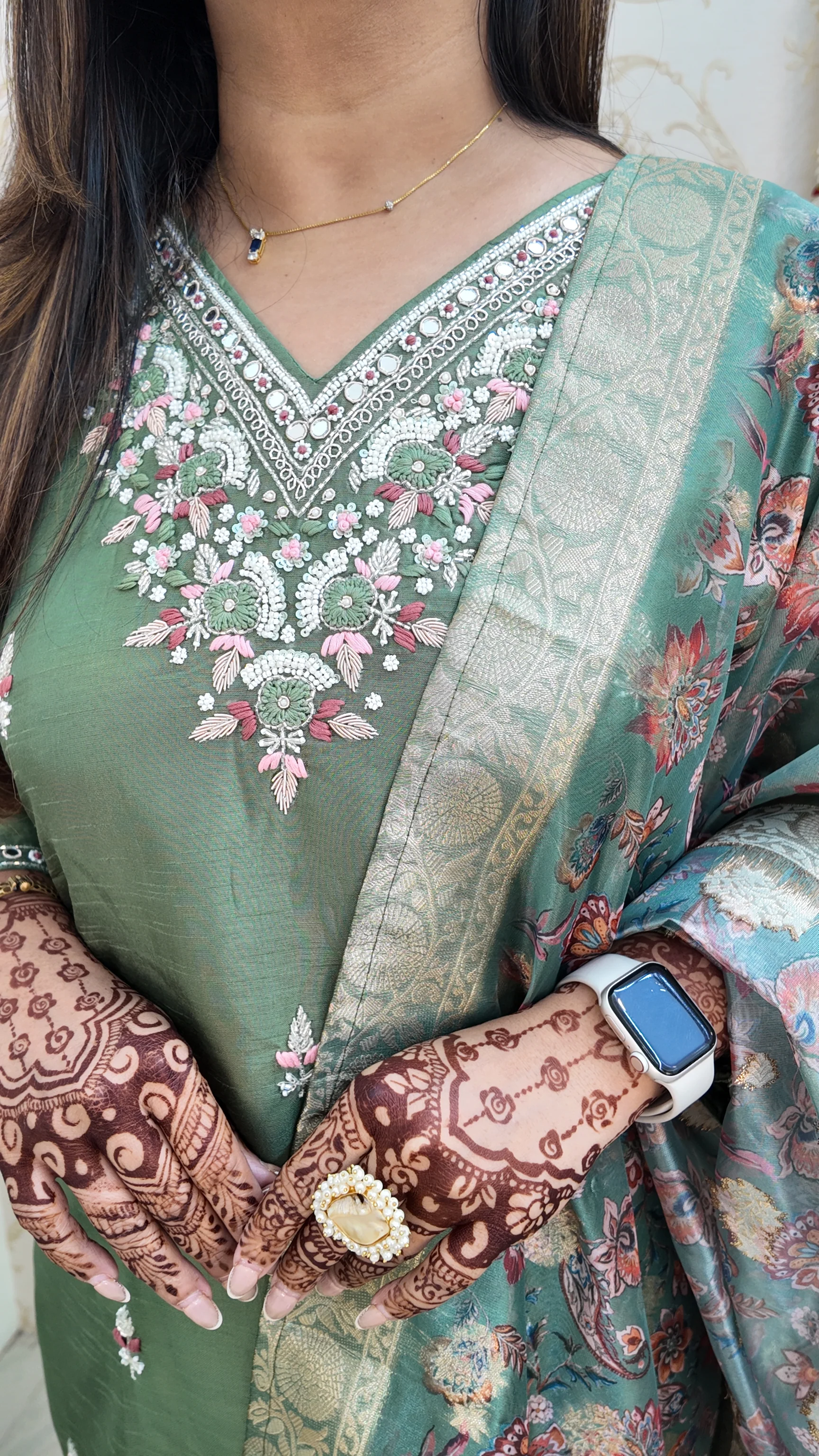 Kaira Silk Hand embroidered Festive Pant Set - Image 10