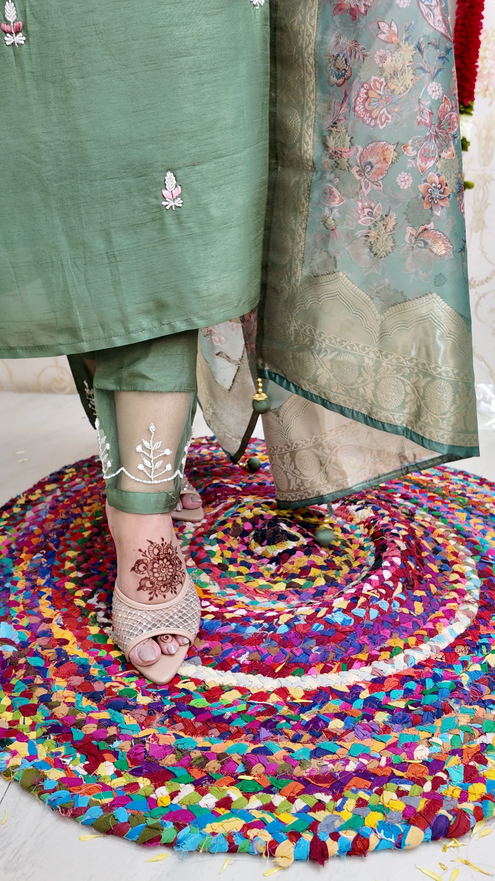Kaira Silk Hand embroidered Festive Pant Set - Image 11