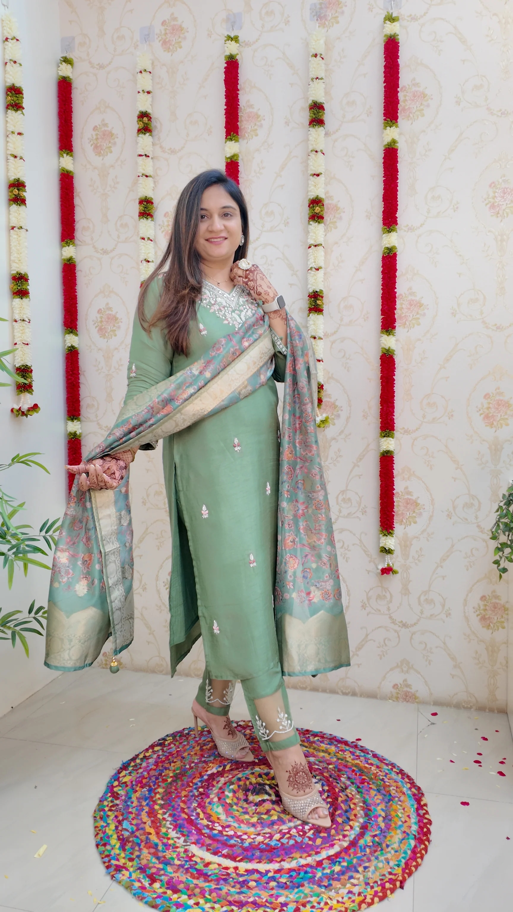 Kaira Silk Hand embroidered Festive Pant Set - Image 8
