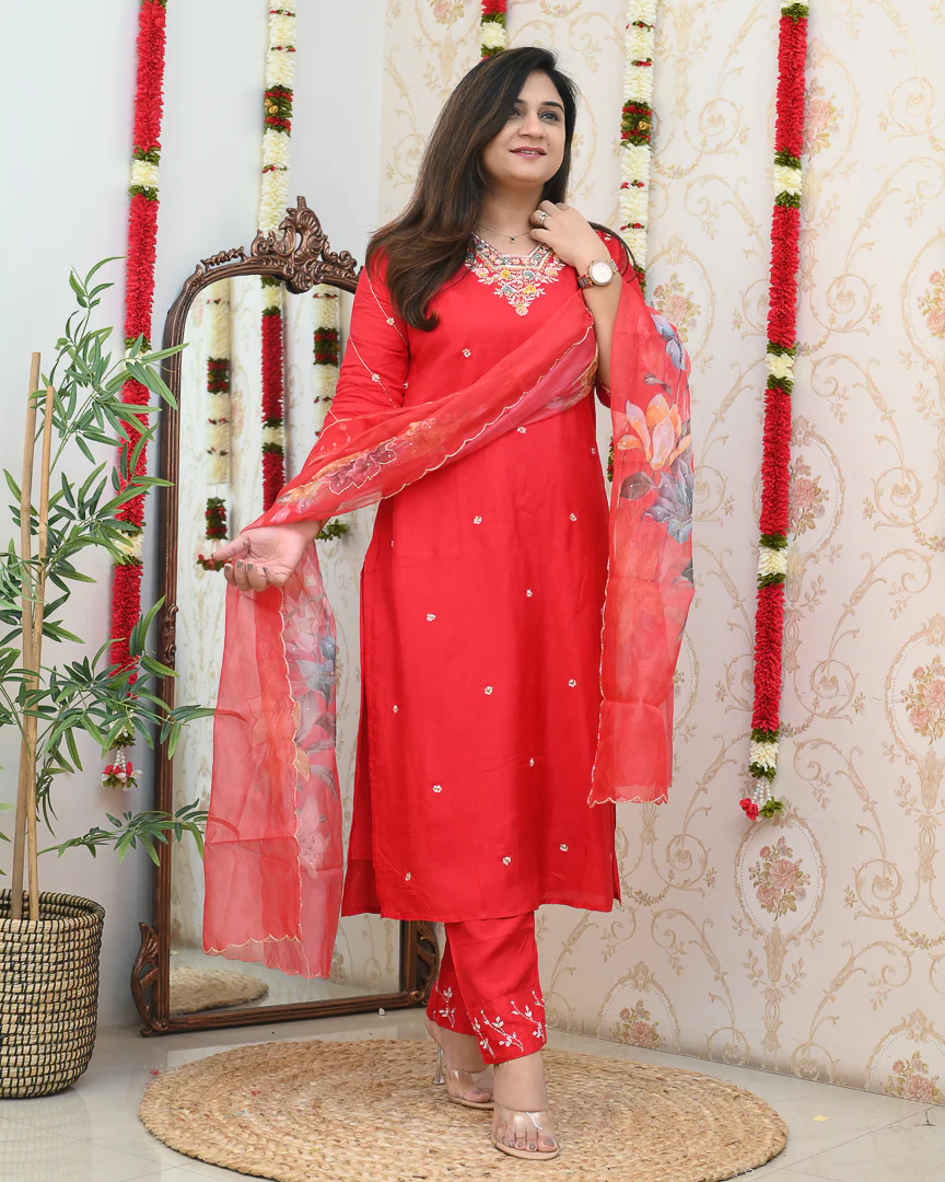 Kavya Silk Handembroidered Pant Set