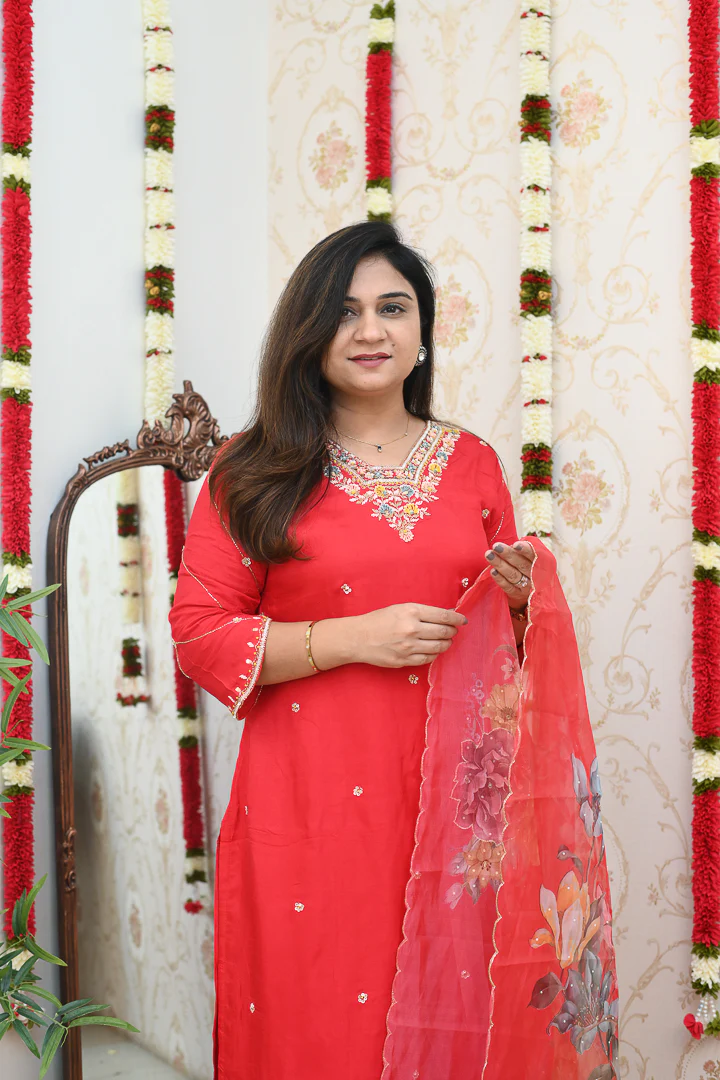 Kavya Silk Handembroidered Pant Set - Image 6