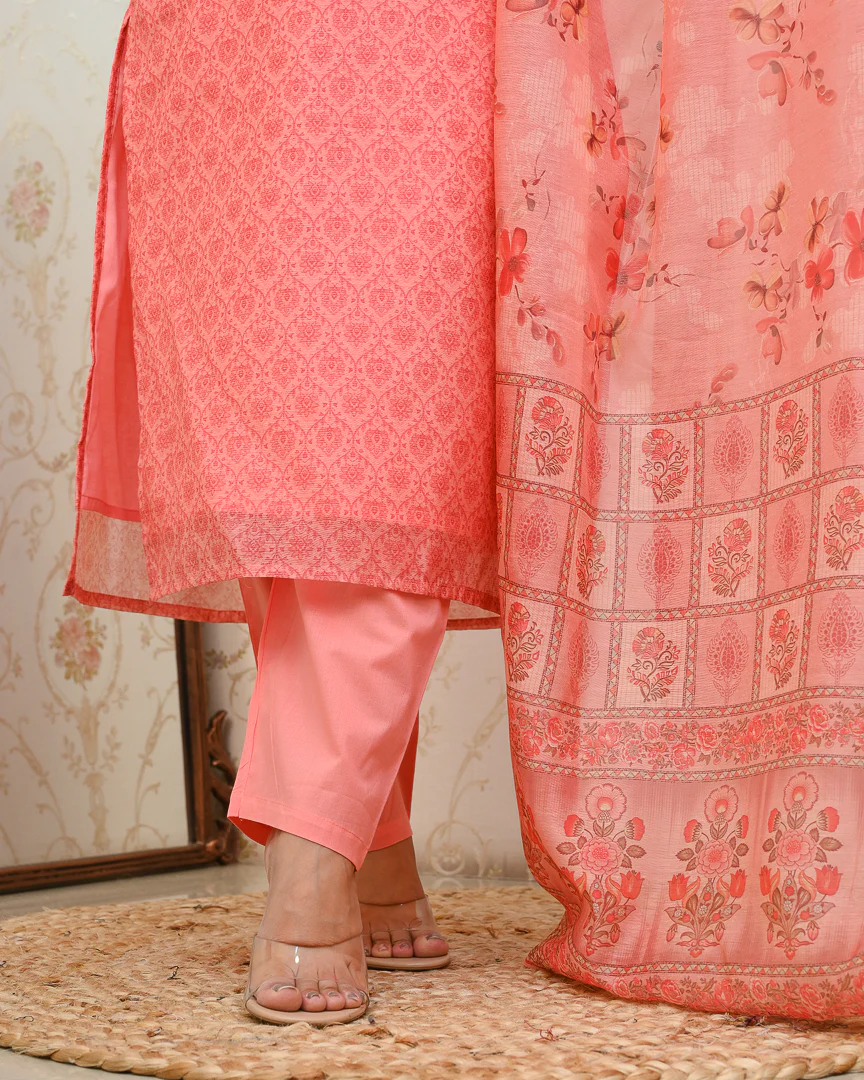 Khanak Handblock Print Embroidered Chanderi Pant Set - Image 7