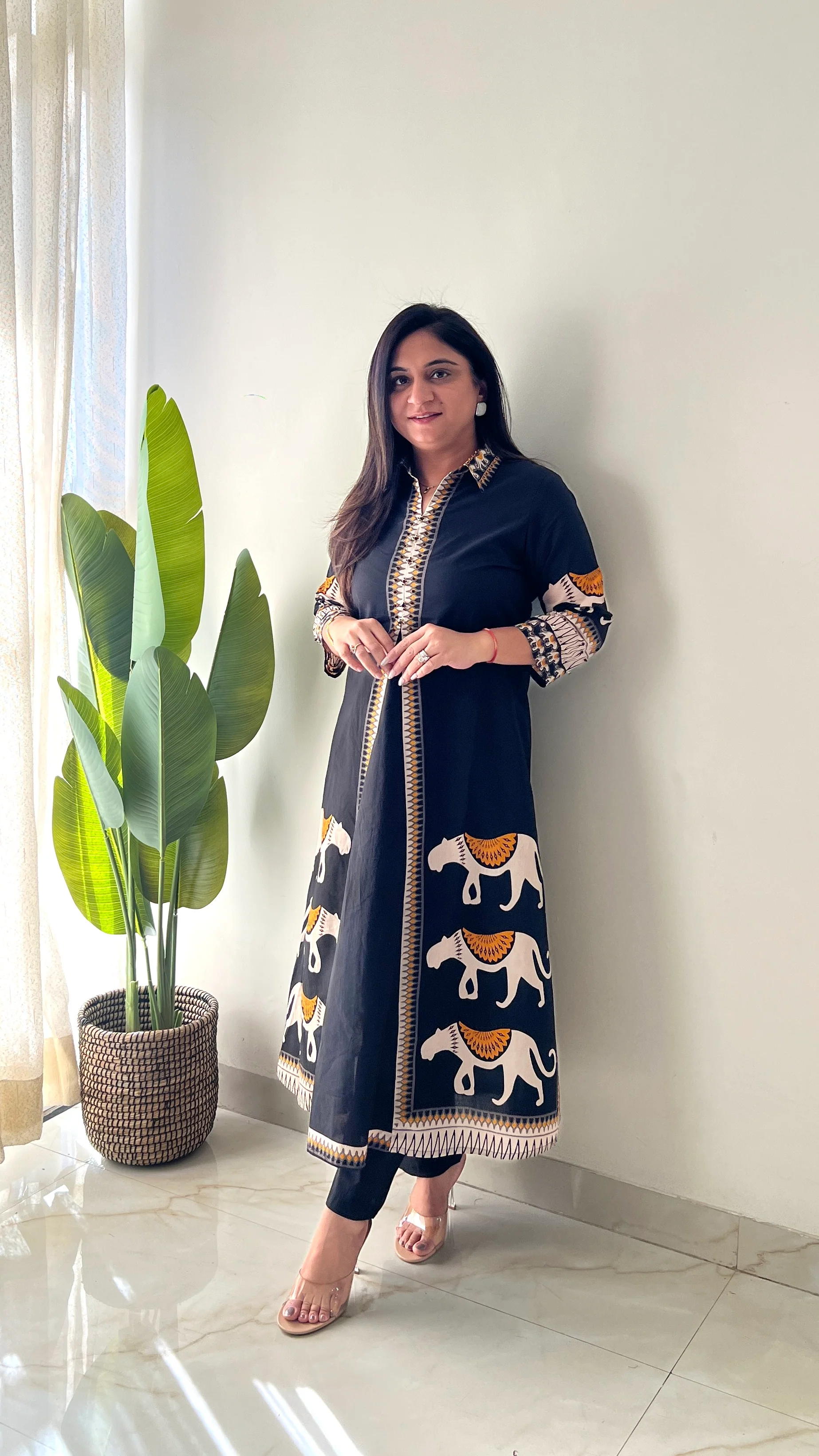 Kiara Black Tribal Bagh Cotton BeadWork Kurta Set - Image 10