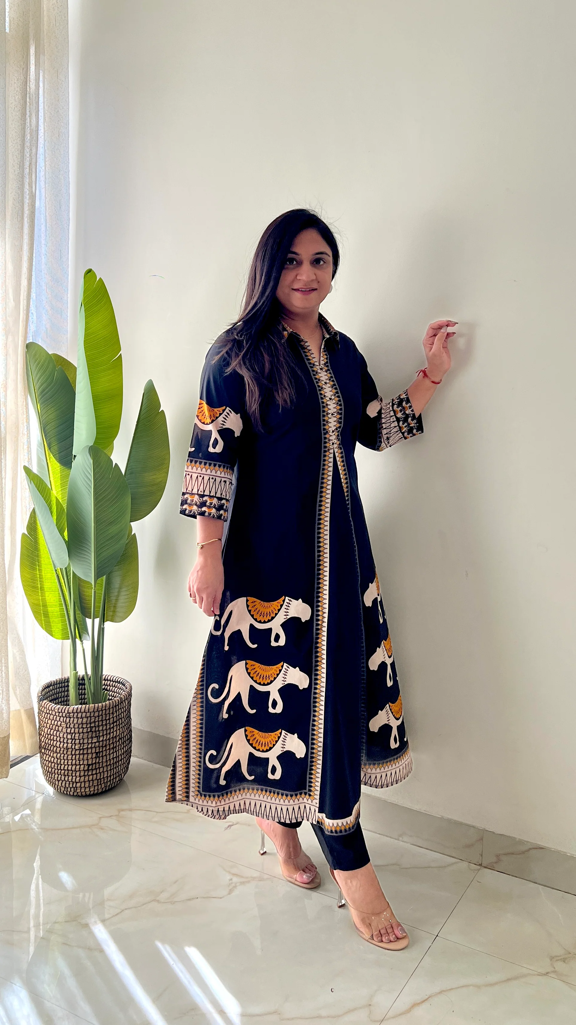 Kiara Black Tribal Bagh Cotton BeadWork Kurta Set - Image 8