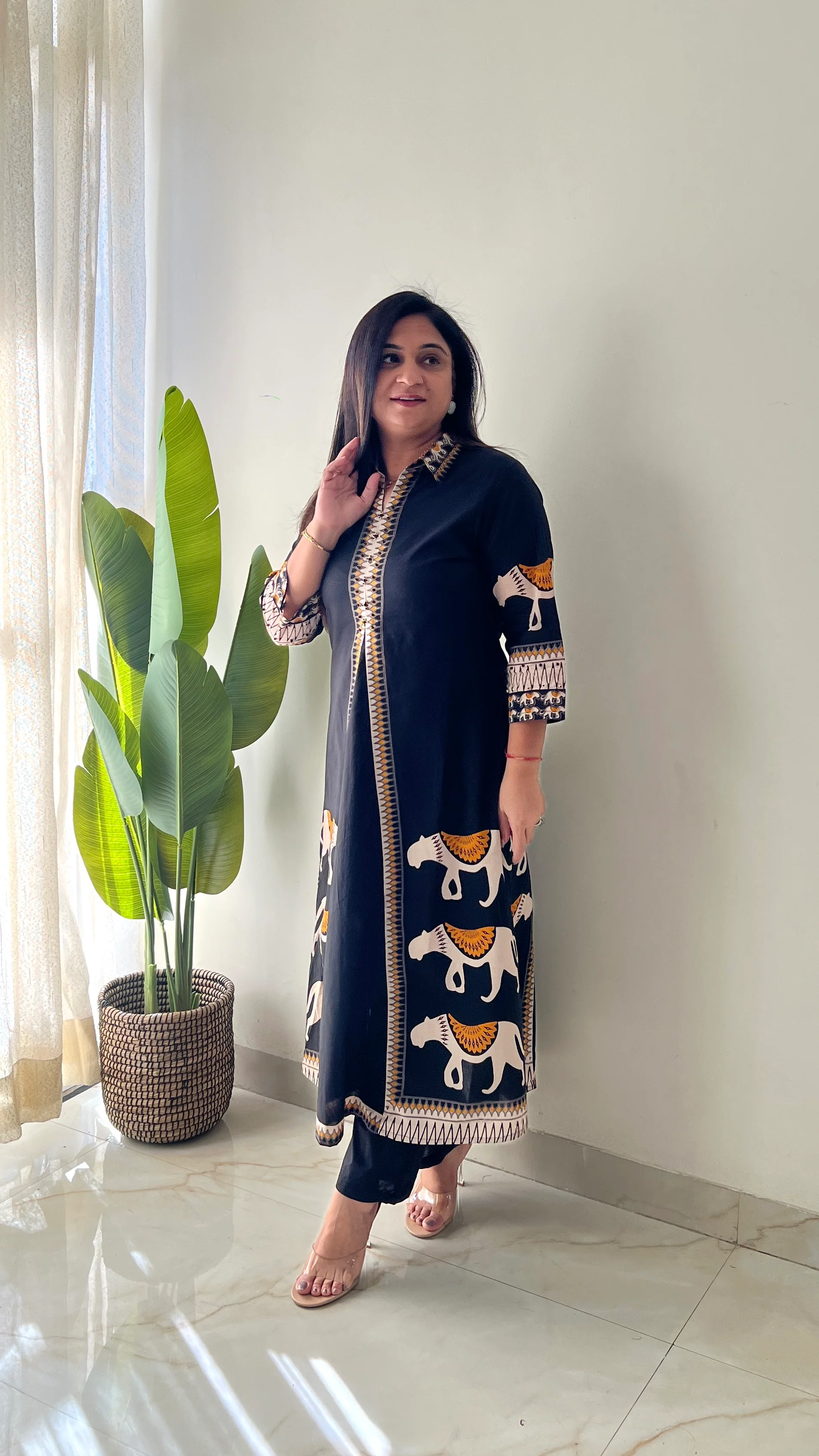 Kiara Black Tribal Bagh Cotton BeadWork Kurta Set - Image 9