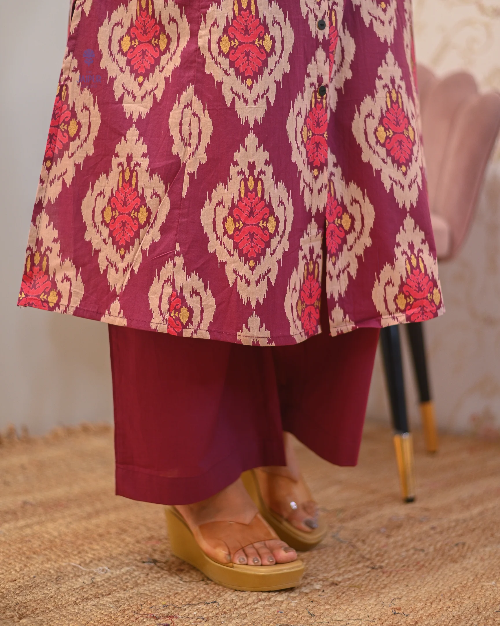Lasya Ikkat A-line Cotton Coord set - Image 11