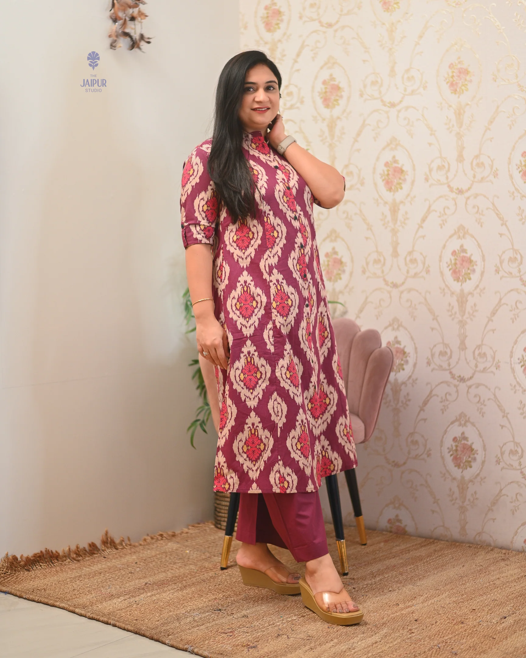 Lasya Ikkat A-line Cotton Coord set - Image 12