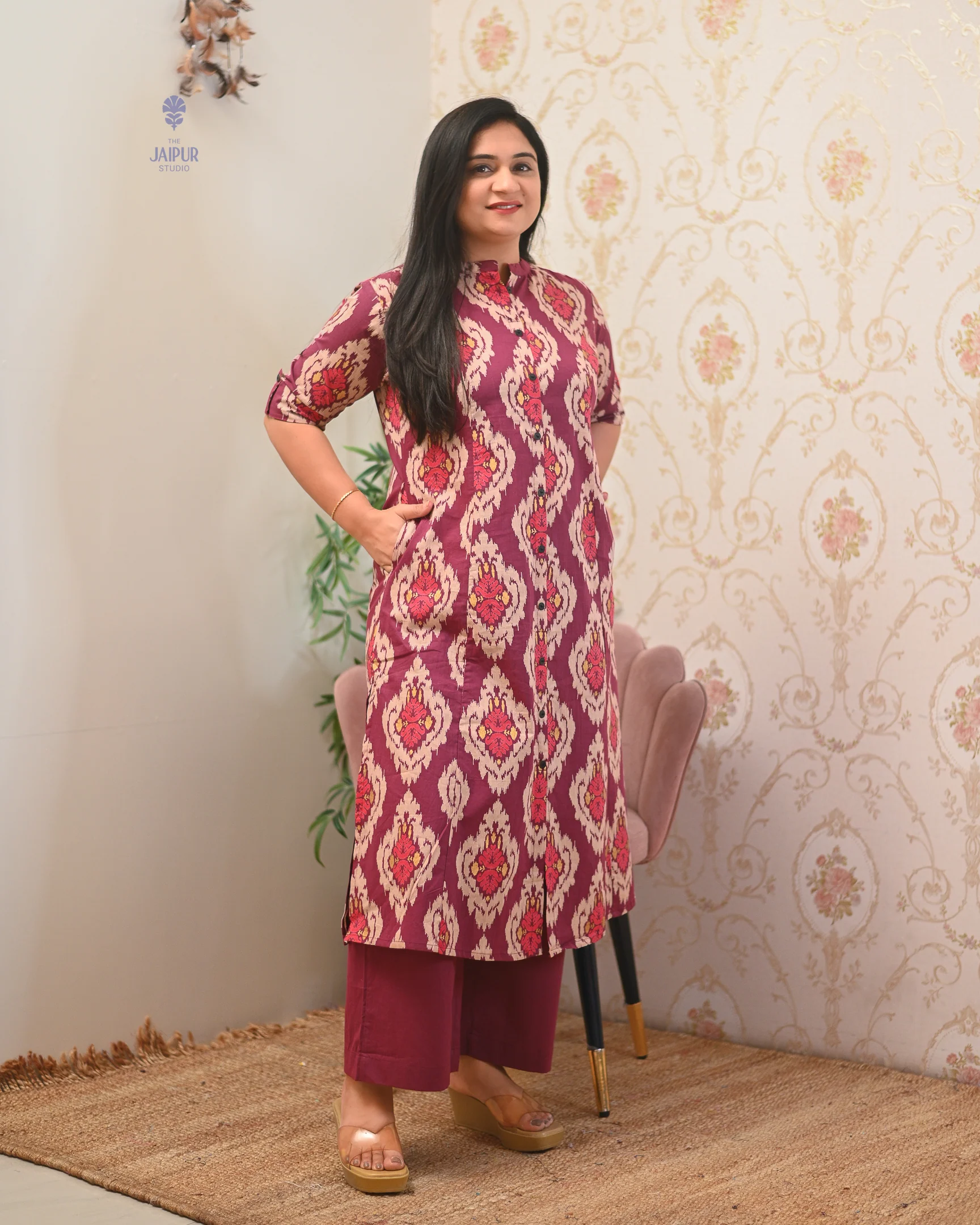 Lasya Ikkat A-line Cotton Coord set - Image 13