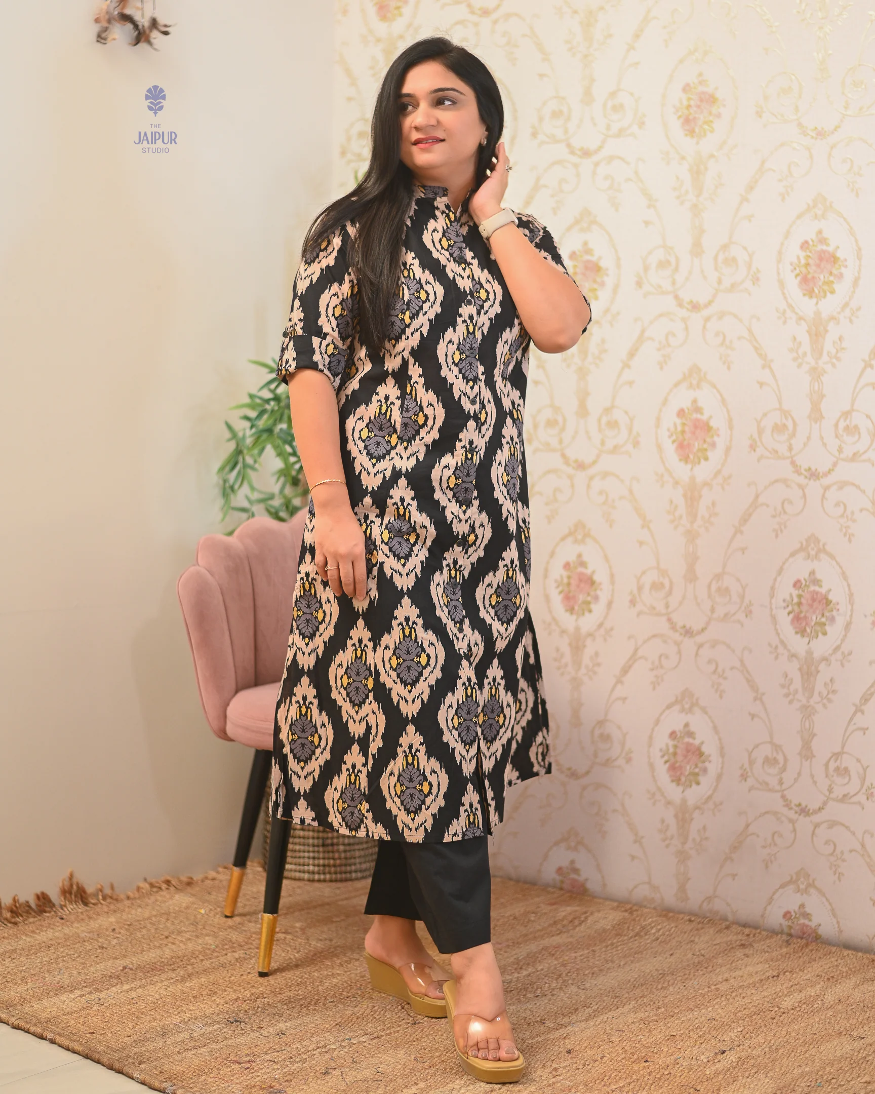 Lasya Ikkat A-line Cotton Coord set - Image 22