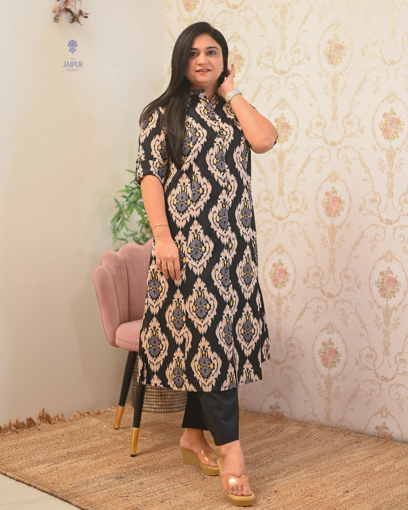 Lasya Ikkat A-line Cotton Coord set - Image 23