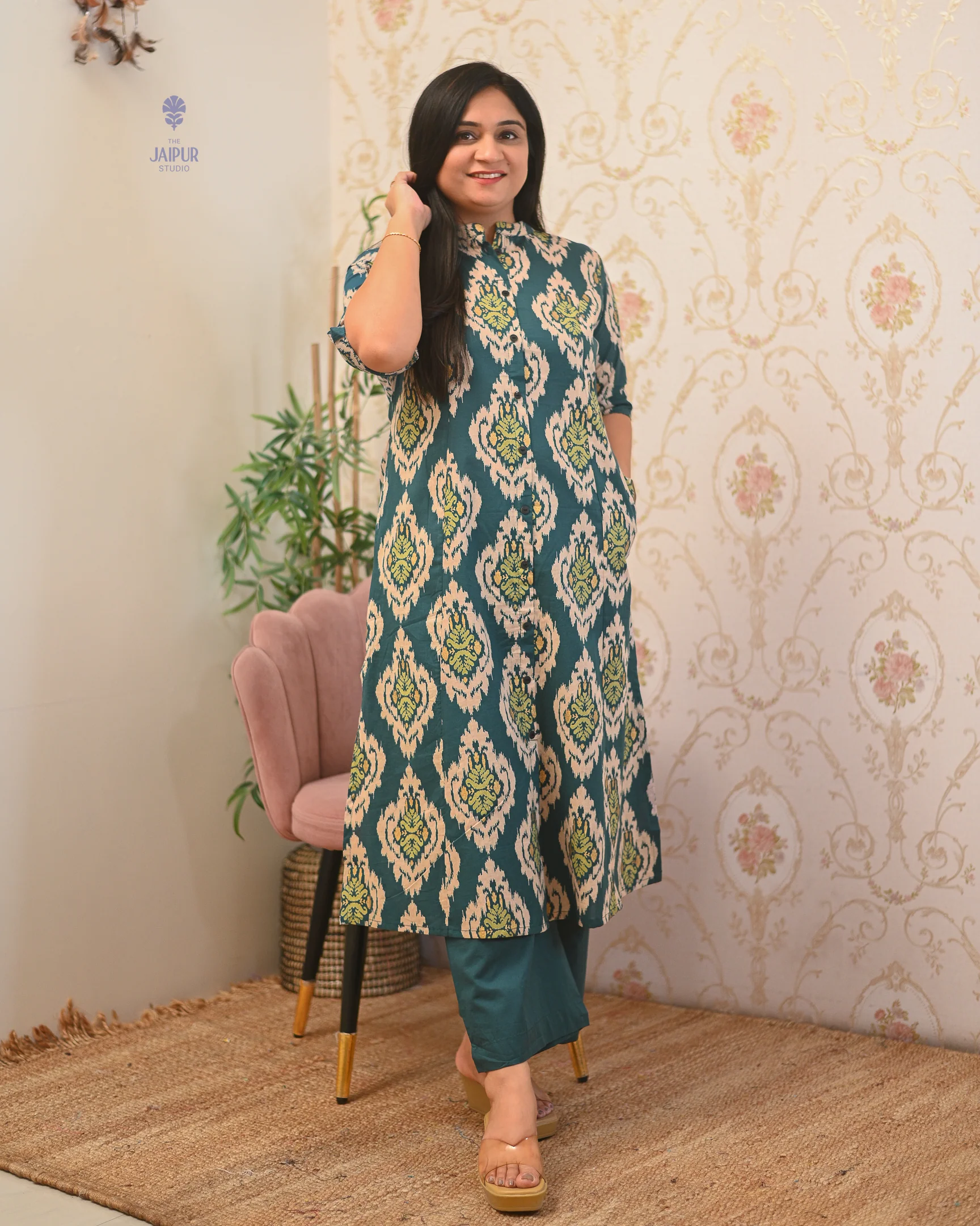 Lasya Ikkat A-line Cotton Coord set - Image 4