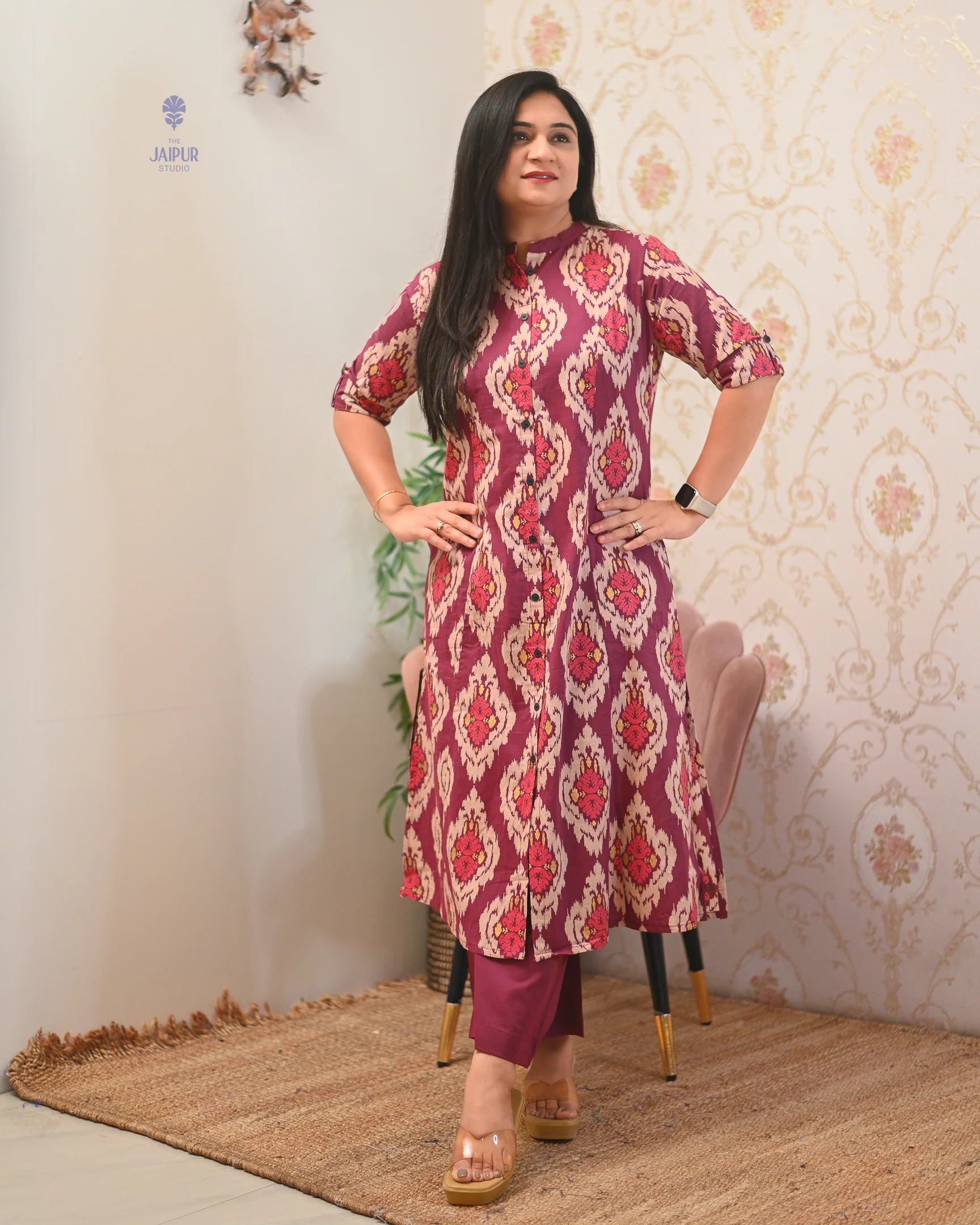 Lasya Ikkat A-line Cotton Coord set - Image 7