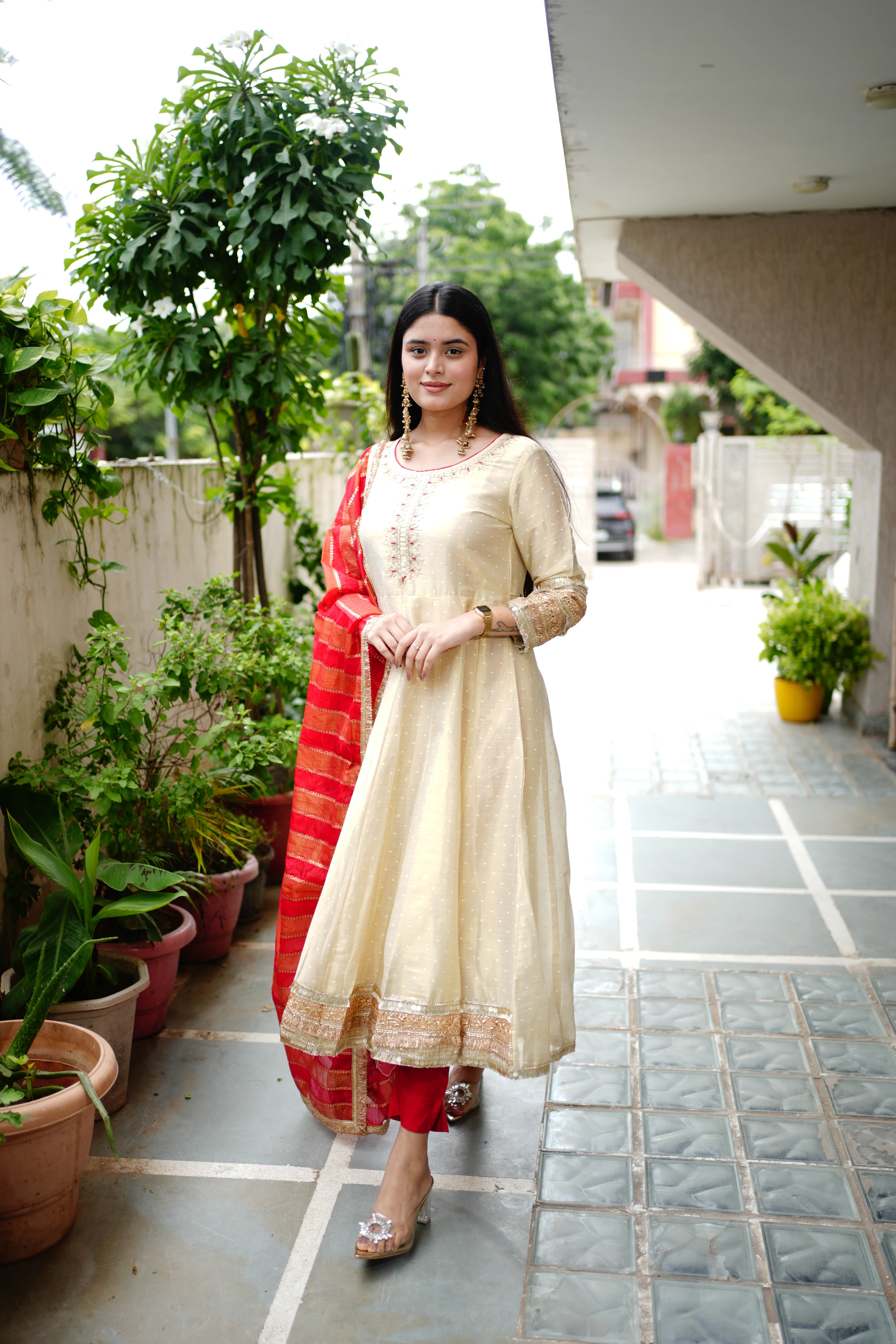 Lavina Flared Chanderi Embroidered Pant Set - Image 6