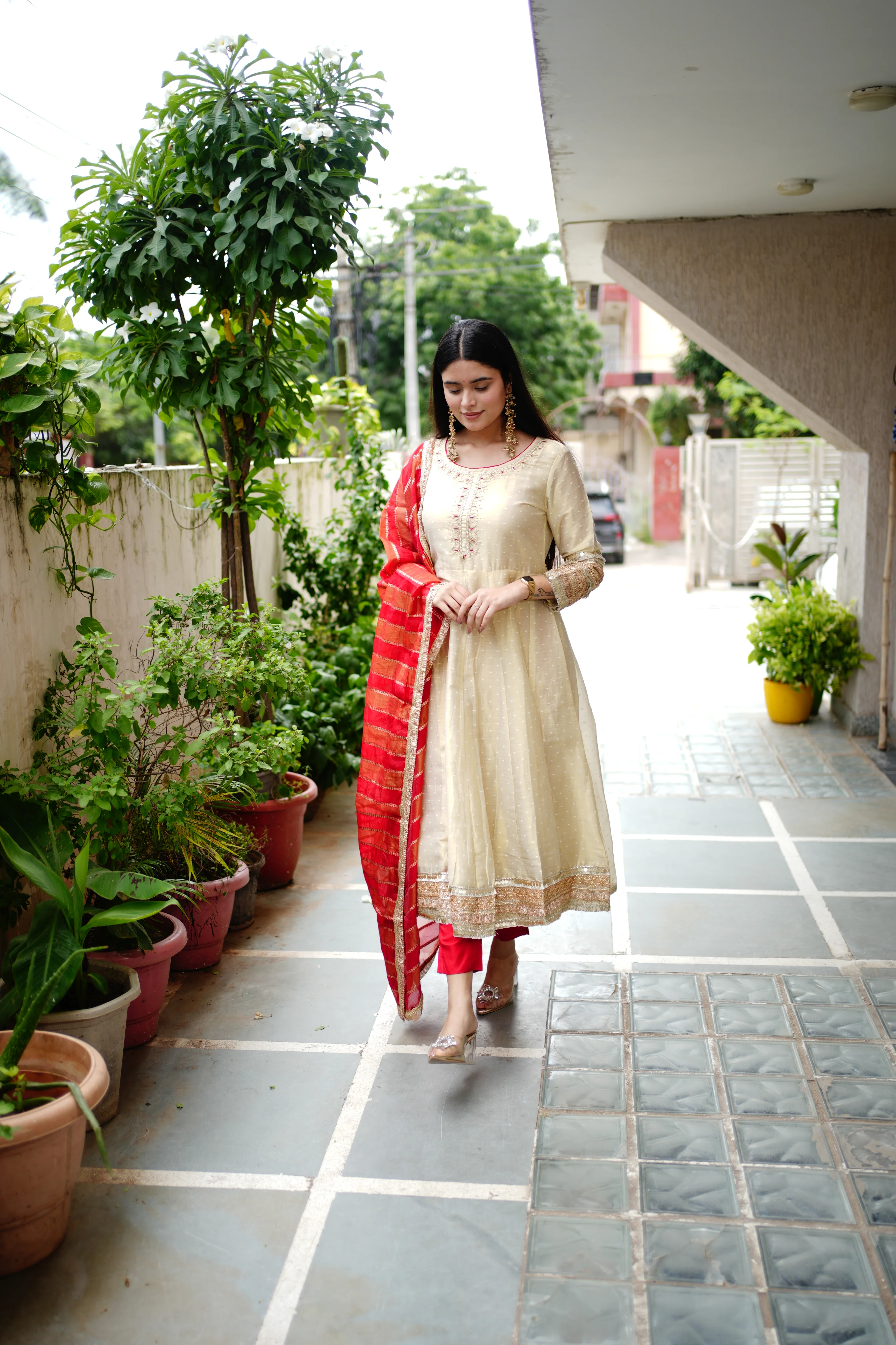 Lavina Flared Chanderi Embroidered Pant Set - Image 8