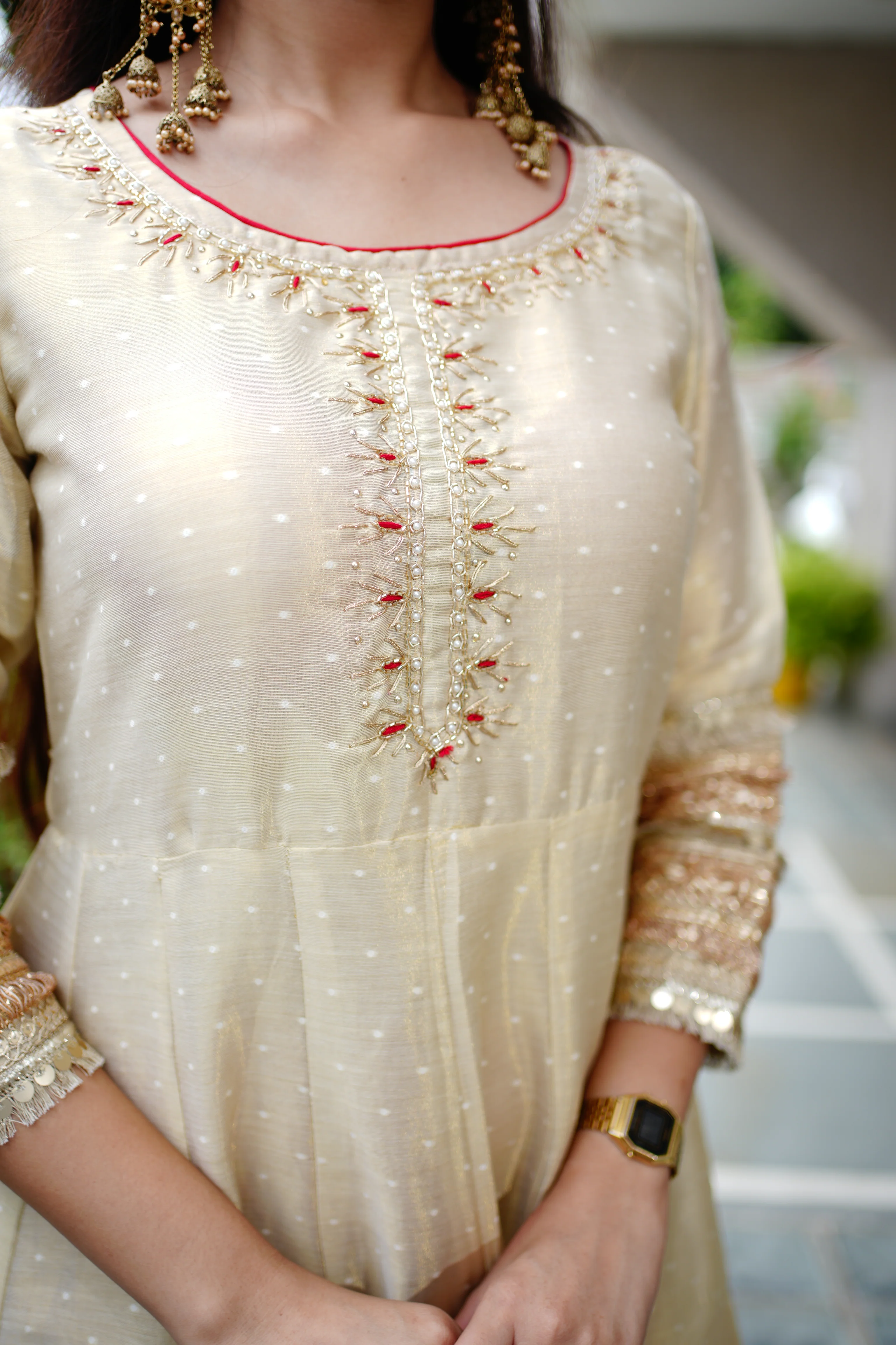 Lavina Flared Chanderi Embroidered Pant Set - Image 9