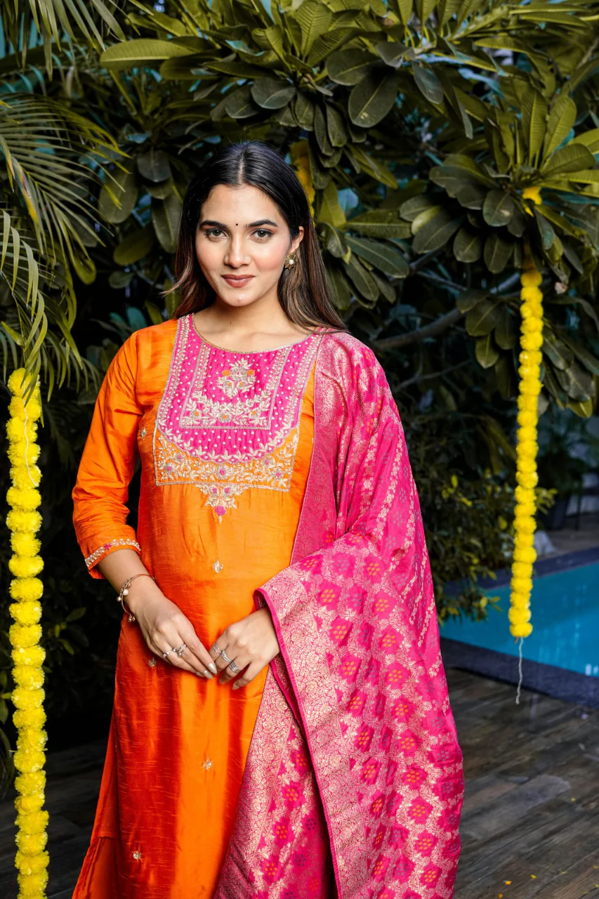 Laya Silk Festive HandEmbroidered Pant Set - Image 5