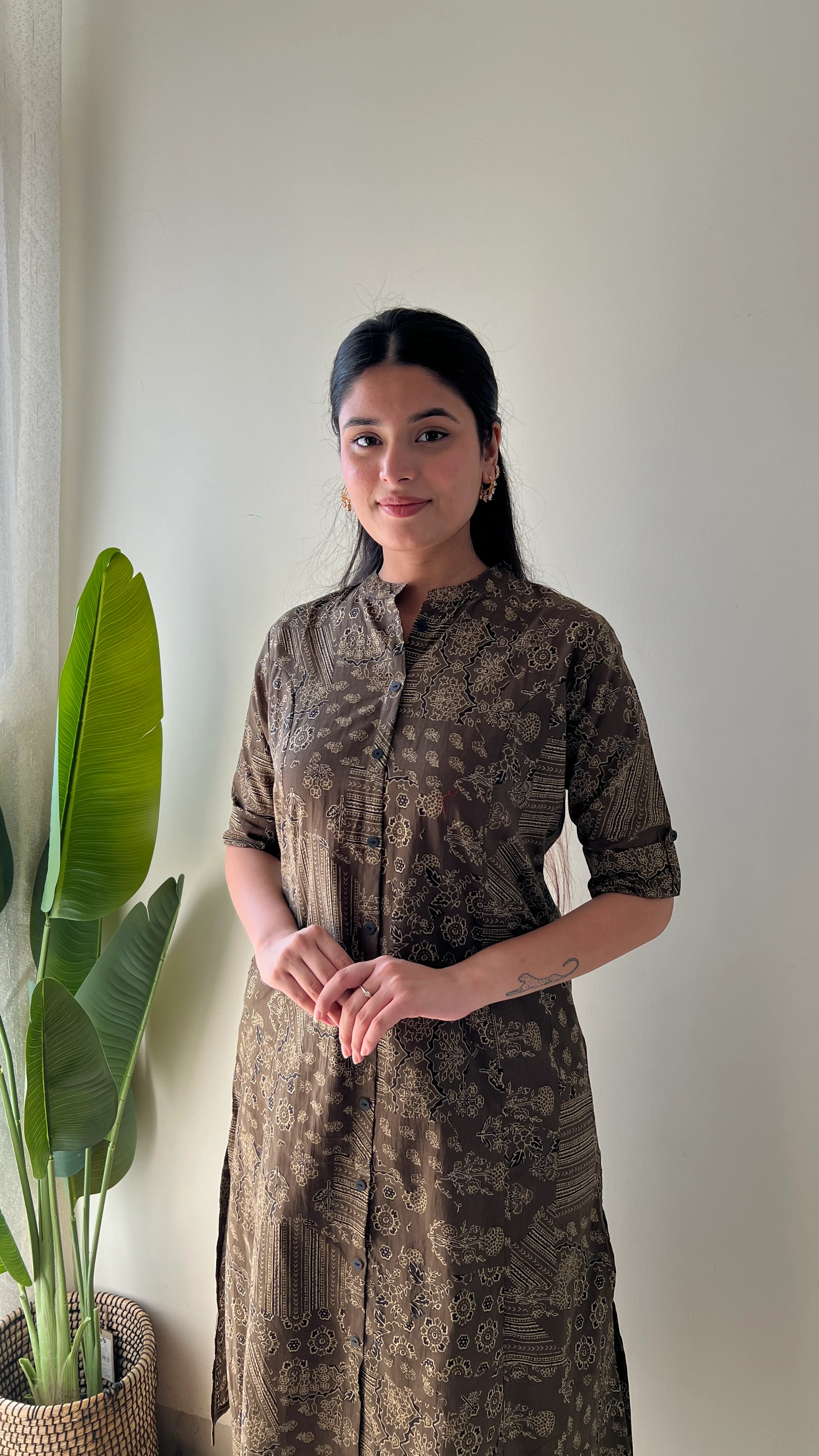 Leena Brown Ajrakh A-line Cotton Coord Set - Image 8