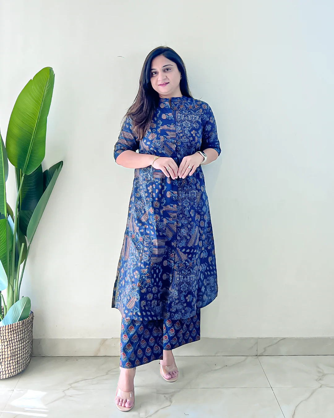 Leena Blue Ajrakh A-line Cotton Coord Set - Image 3