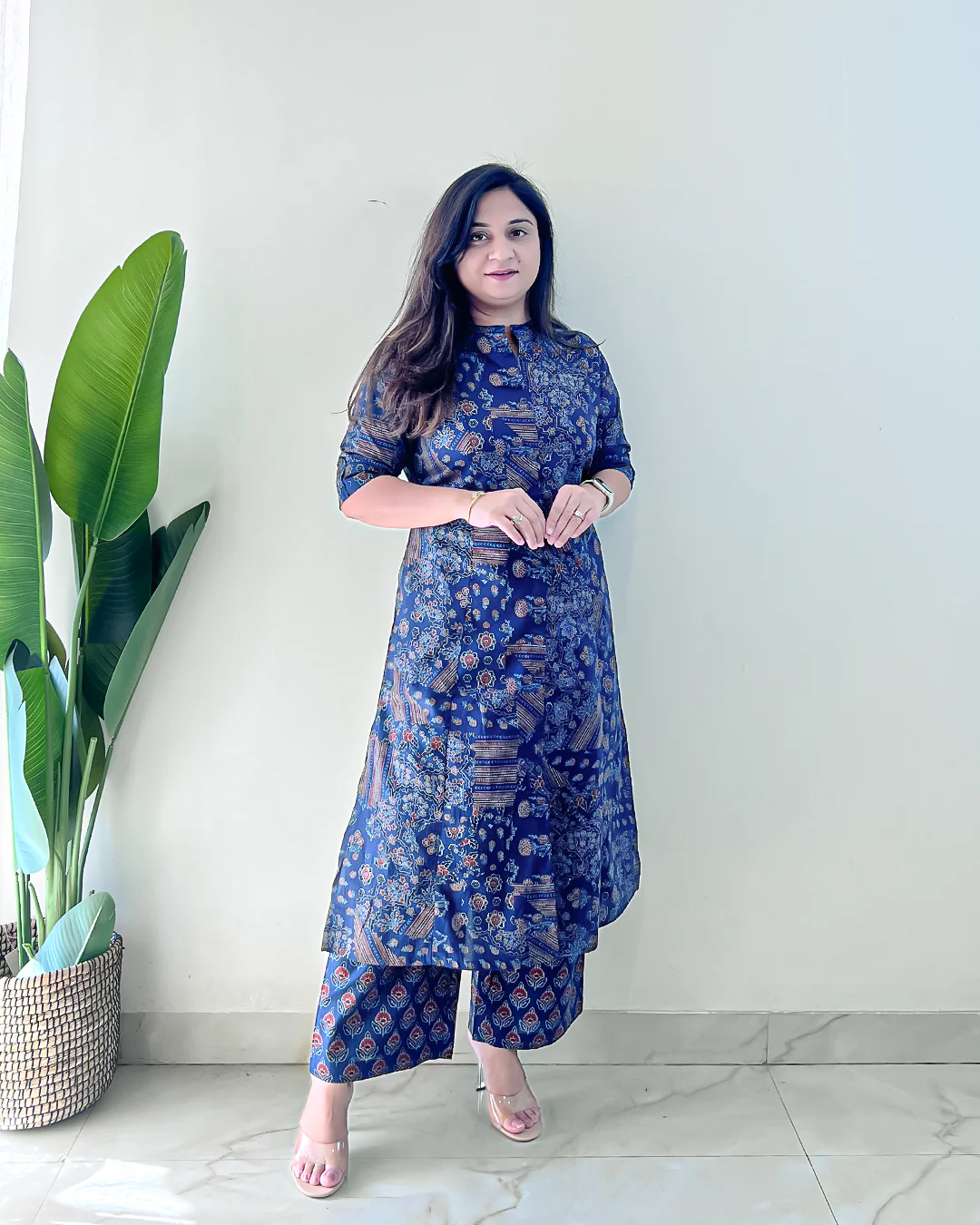 Leena Blue Ajrakh A-line Cotton Coord Set - Image 4