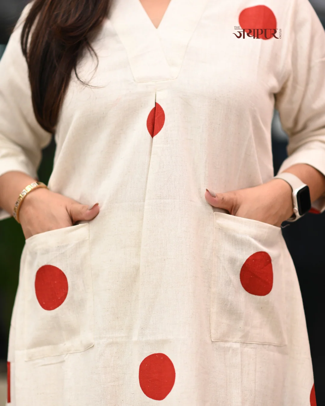 Leena Polka Print Cotton A-line Coord Set - Image 12