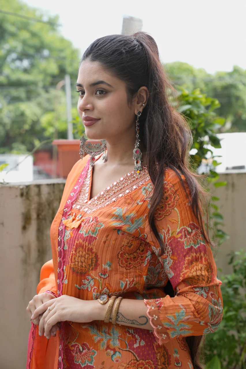 Leena Shimmer Tissue Floral Pant Set - Image 4