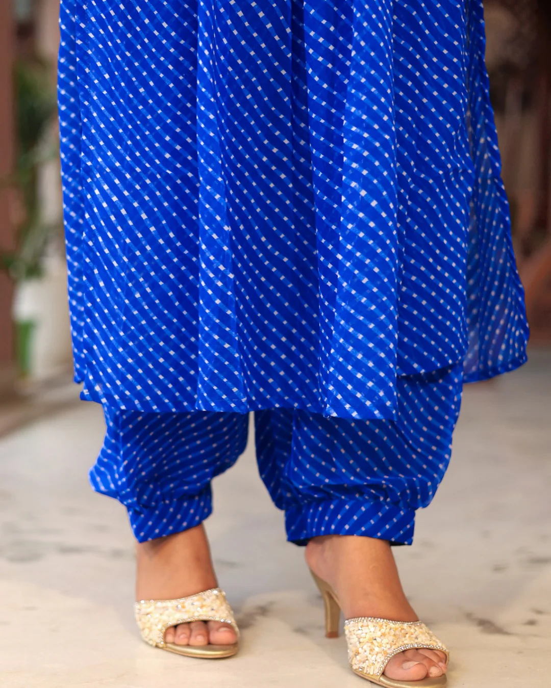 Leheriya Print Georgette Nyra Afgani Set - Image 8