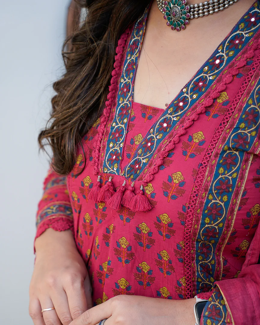 Libha Cotton Embroidered A-line Divider set - Image 17