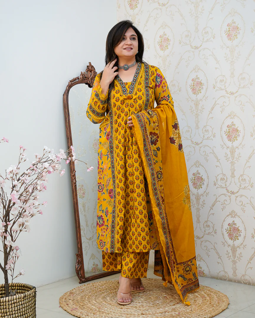 Libha Cotton Embroidered A-line Divider set - Image 3