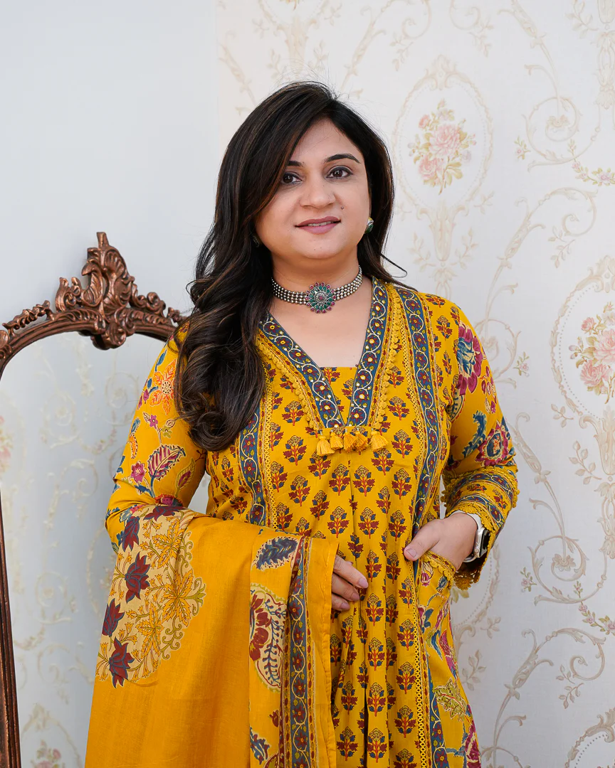 Libha Cotton Embroidered A-line Divider set - Image 5
