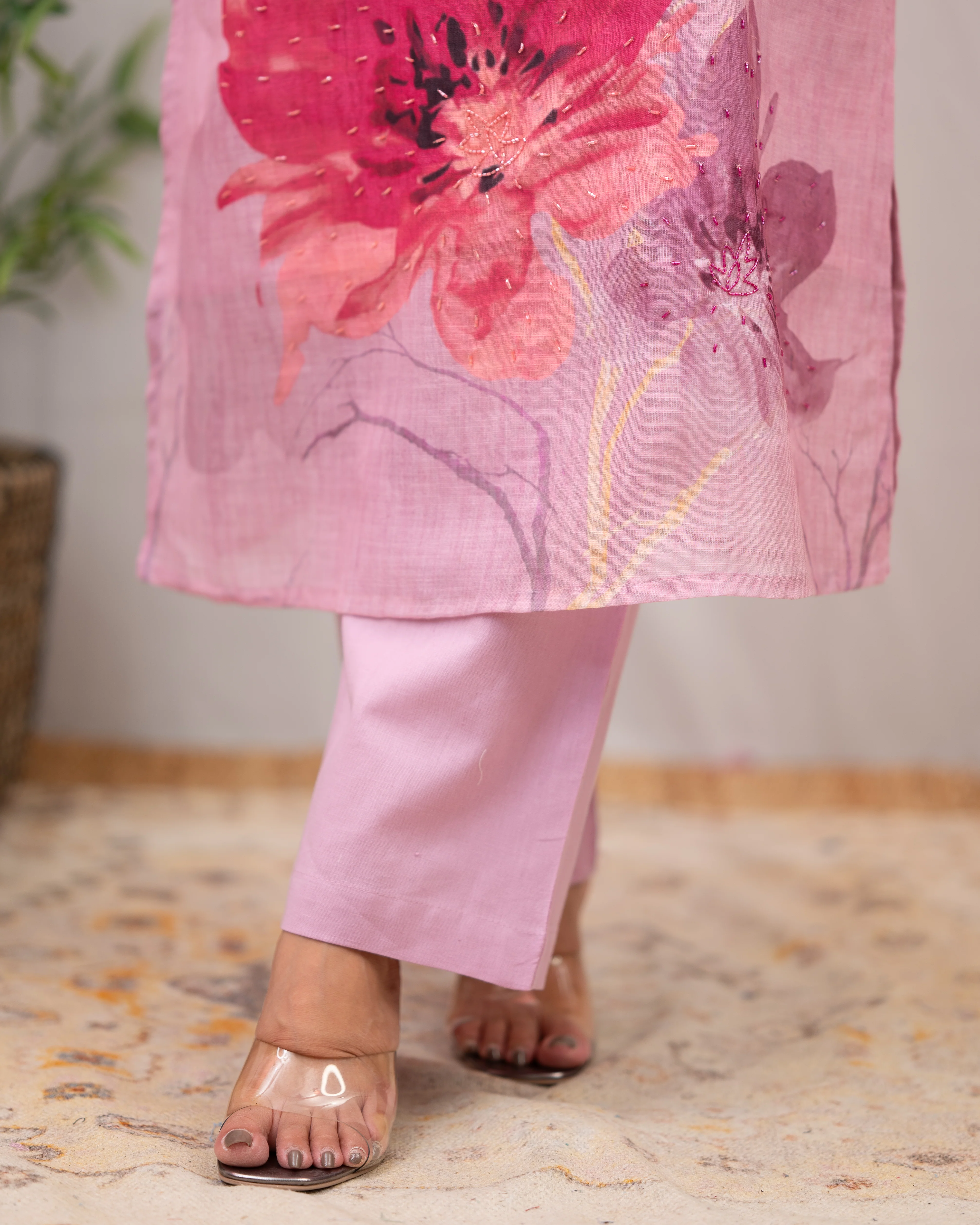 Linen Hand work brush Painted Pant Set - Image 14