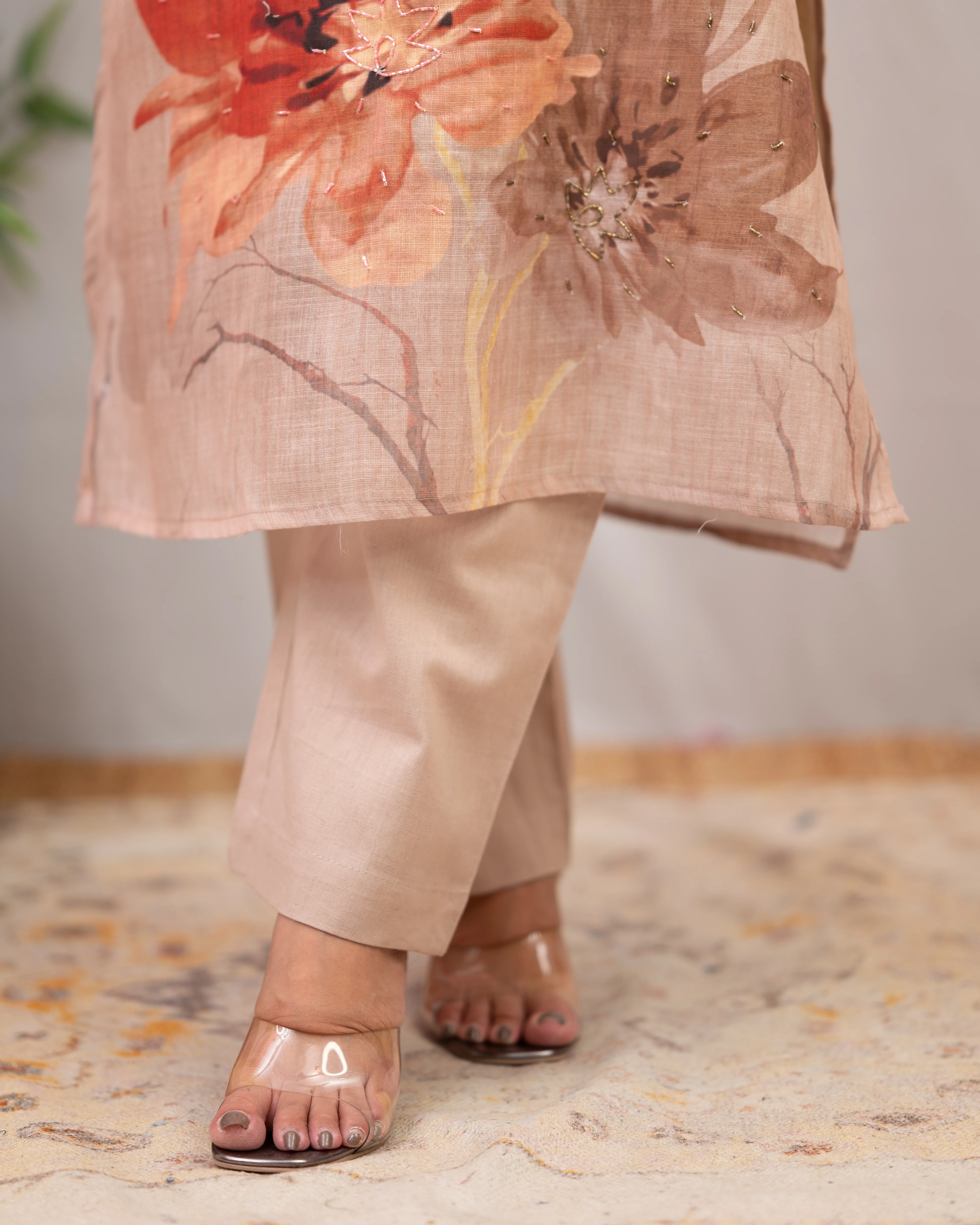 Linen Hand work brush Painted Pant Set - Image 15