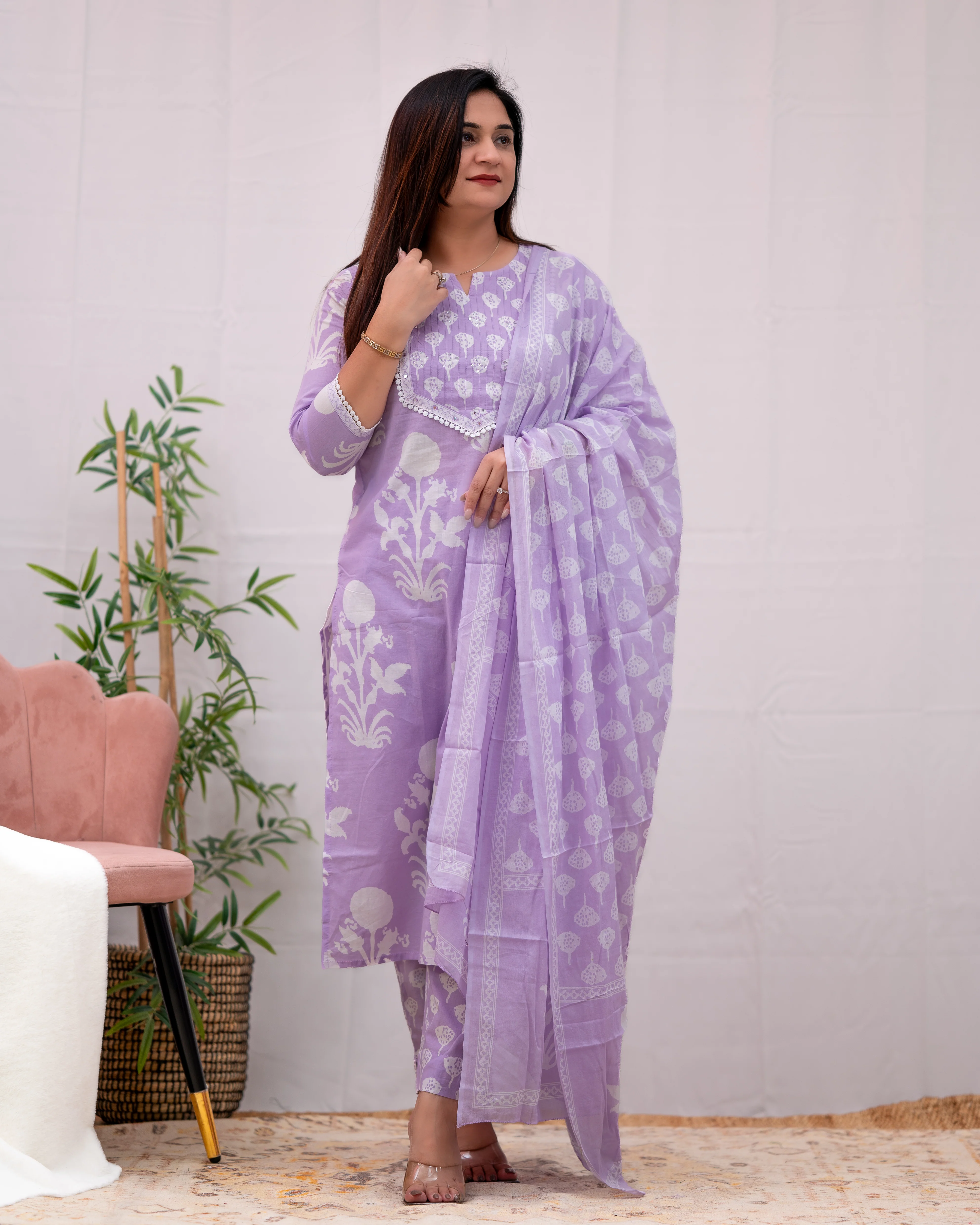 Lisha cotton handblock print Pant Set - Image 13