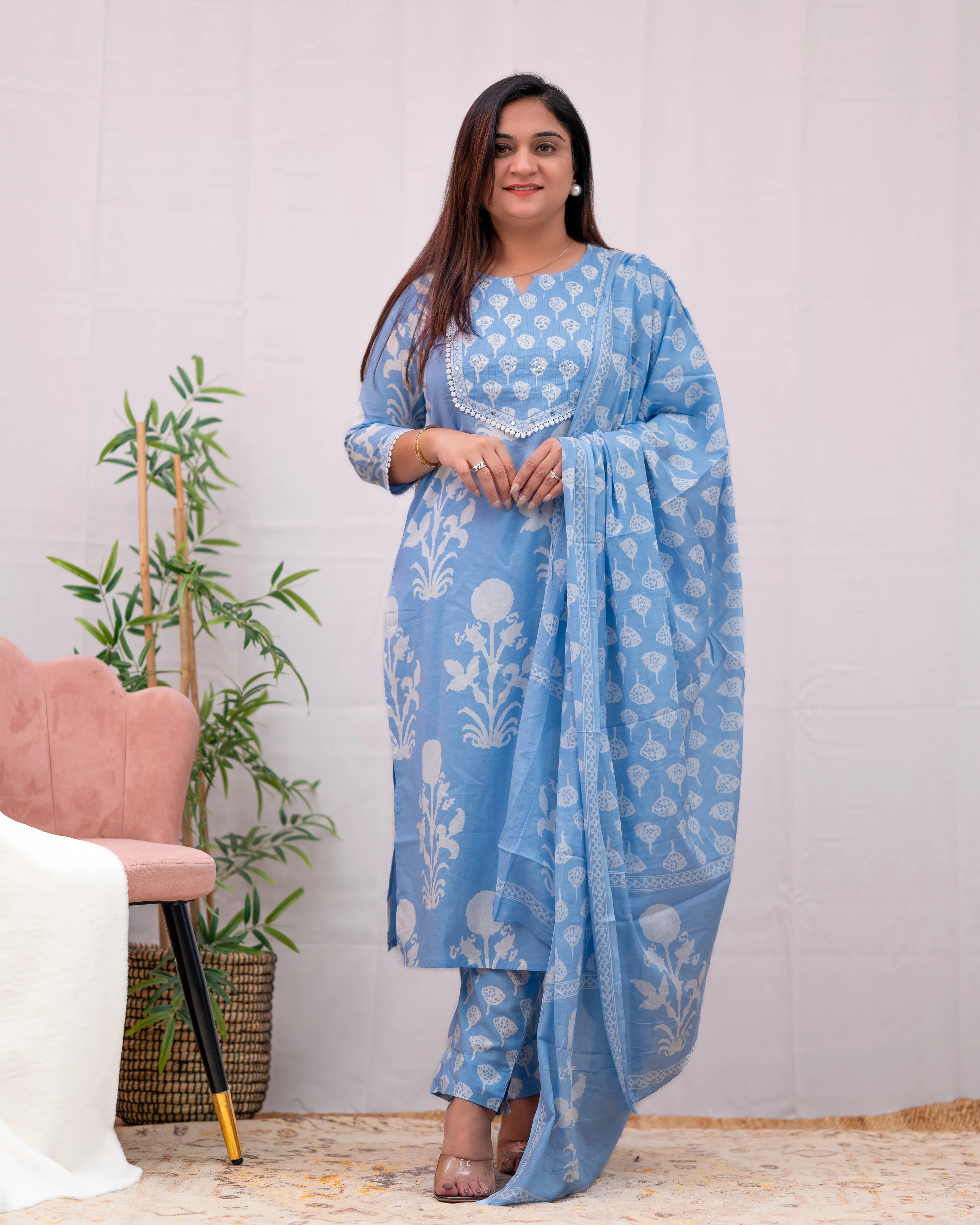 Lisha cotton handblock print Pant Set - Image 9