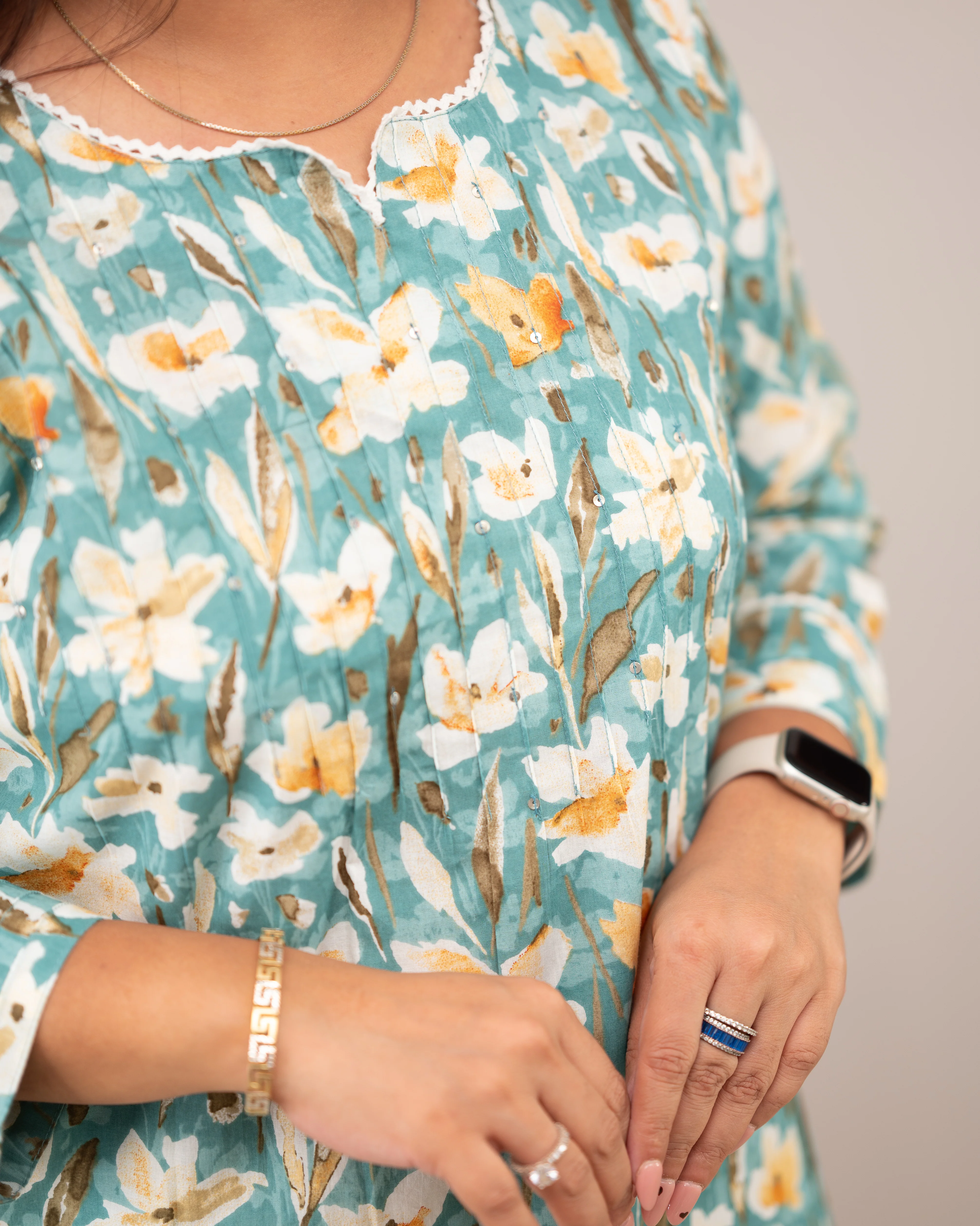 Lisha Floral Cotton Casual Kurta - Image 12