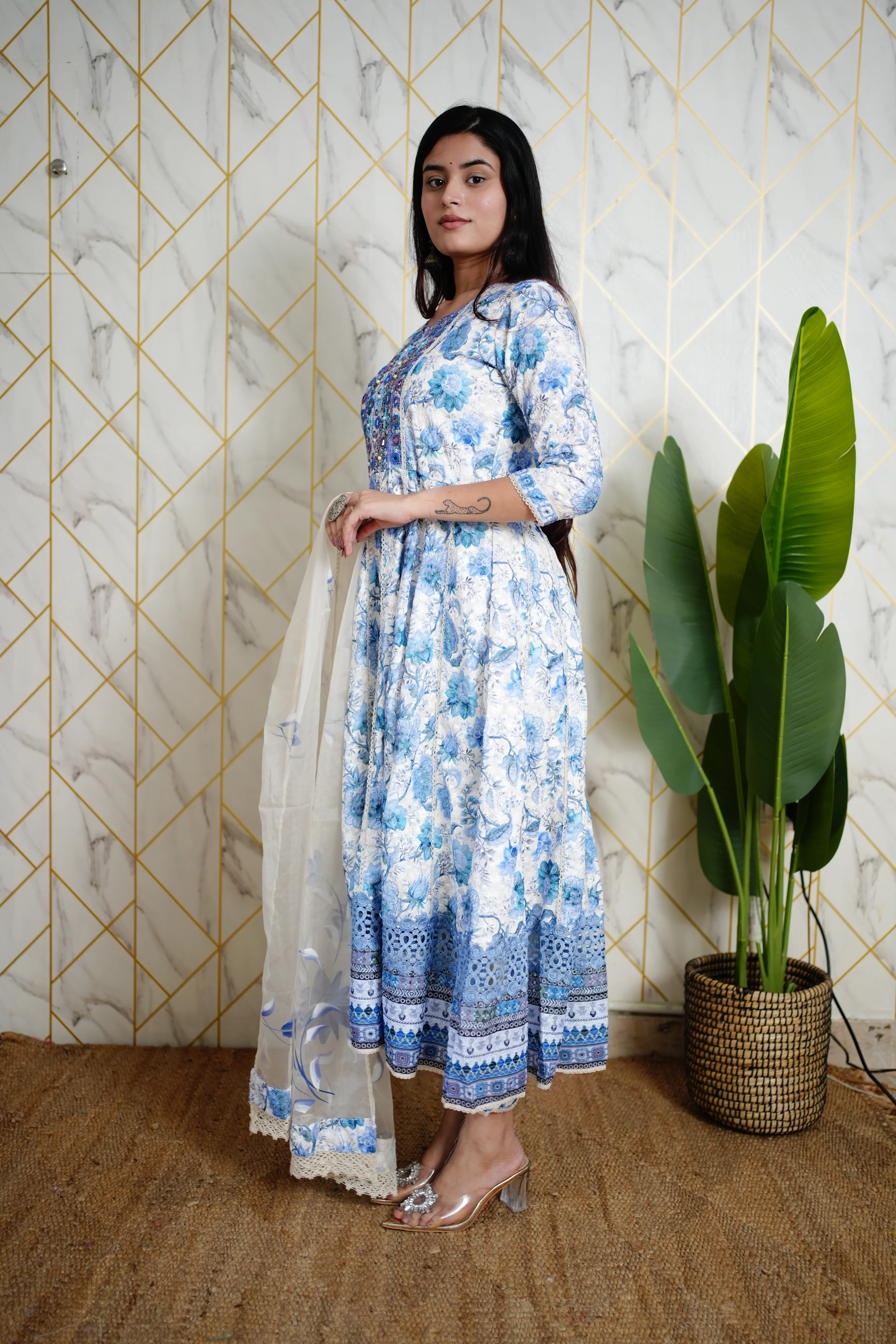 Mahak Cotton Sciffili Embroidered Anarkali Set - Image 3