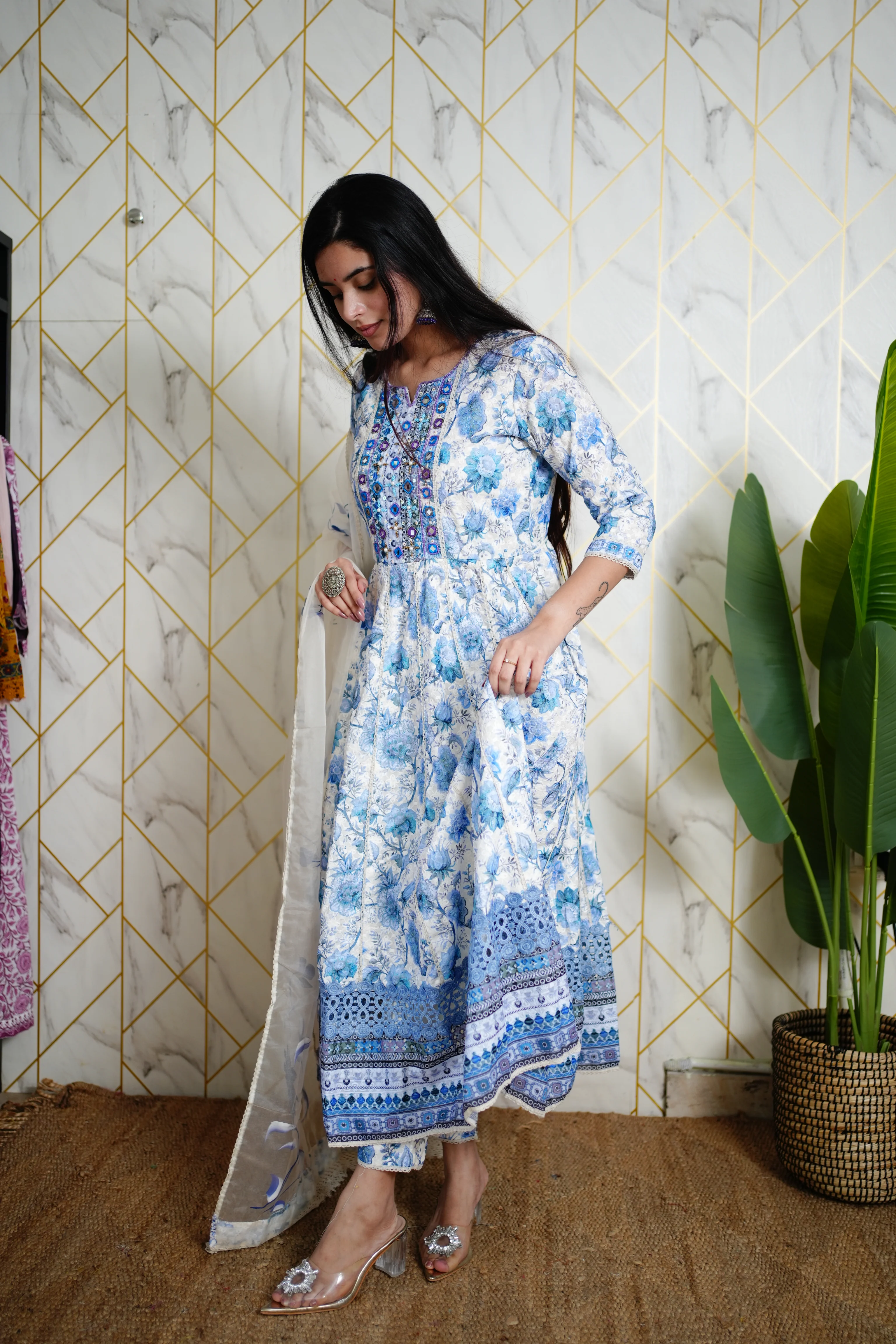 Mahak Cotton Sciffili Embroidered Anarkali Set - Image 4