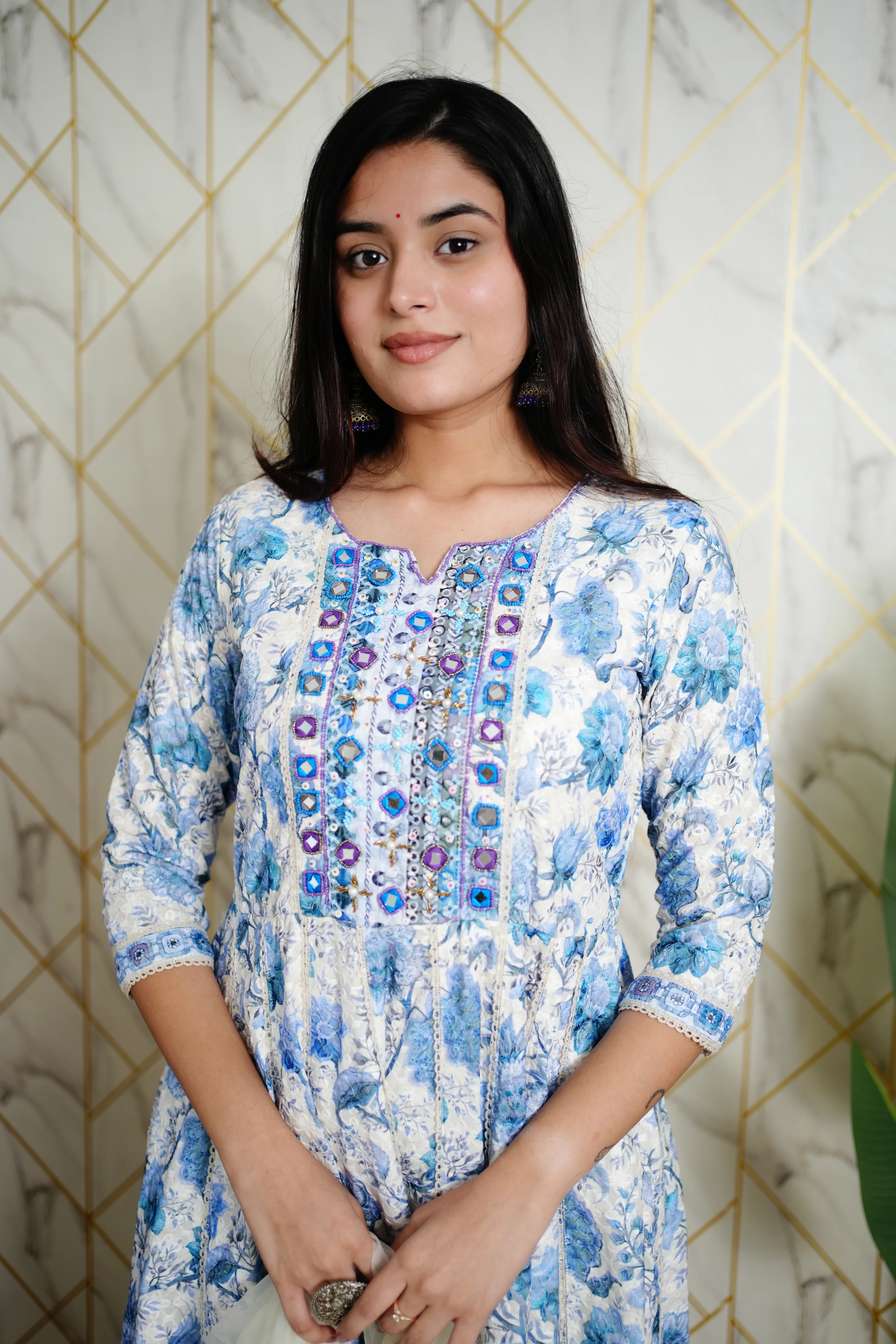 Mahak Cotton Sciffili Embroidered Anarkali Set - Image 5