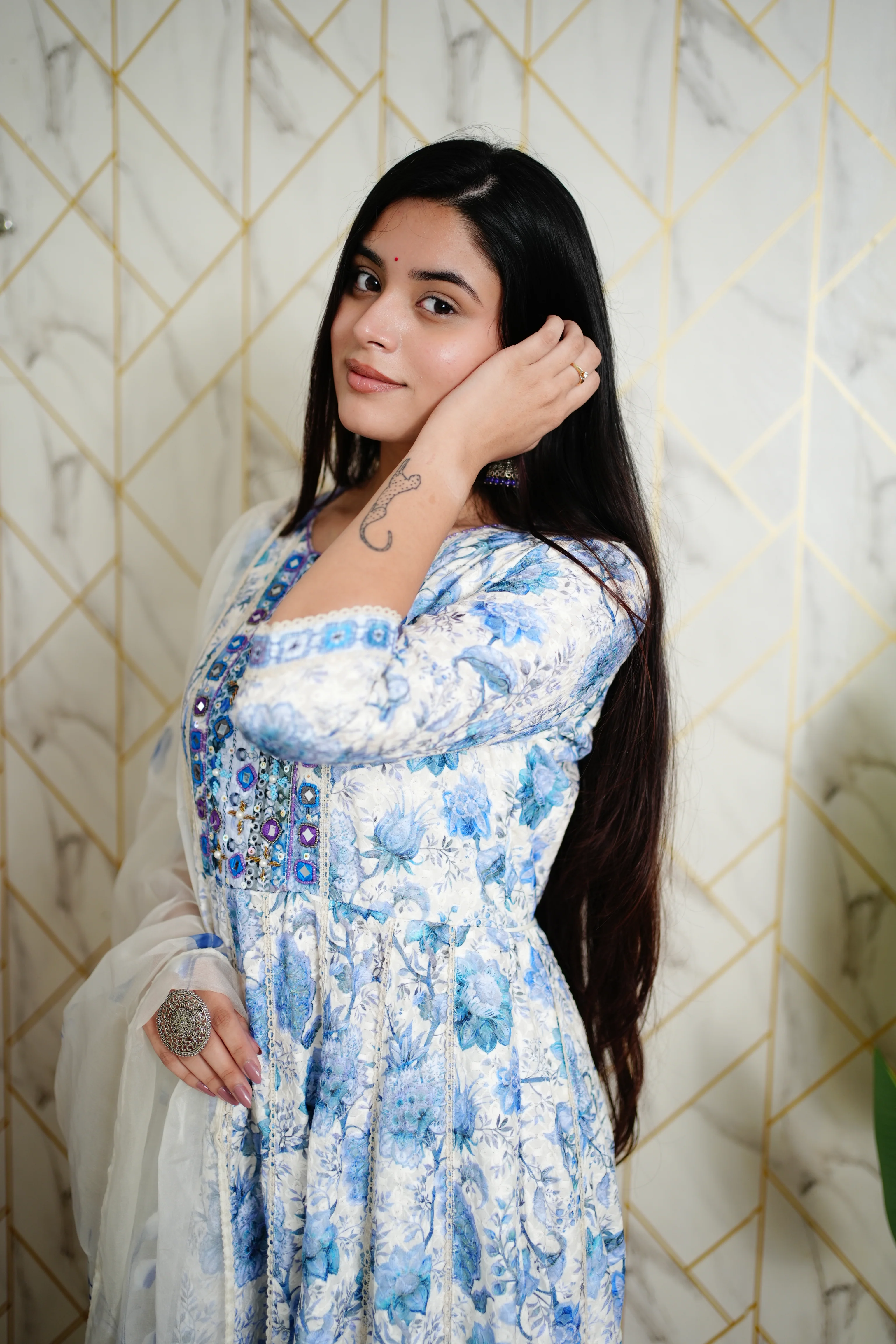 Mahak Cotton Sciffili Embroidered Anarkali Set - Image 7