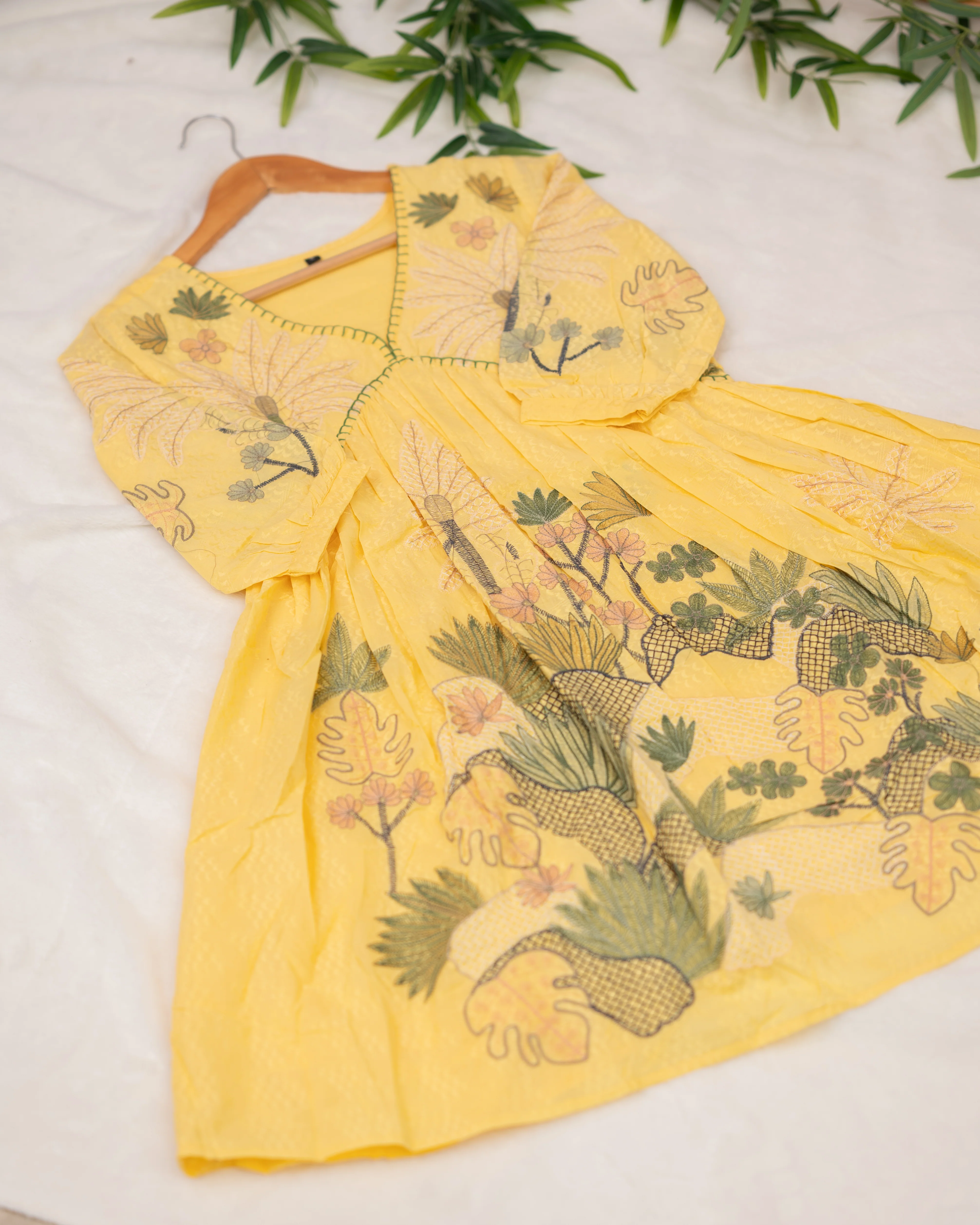 Marigold Cotton Embroidered Cotton Dress - Image 9