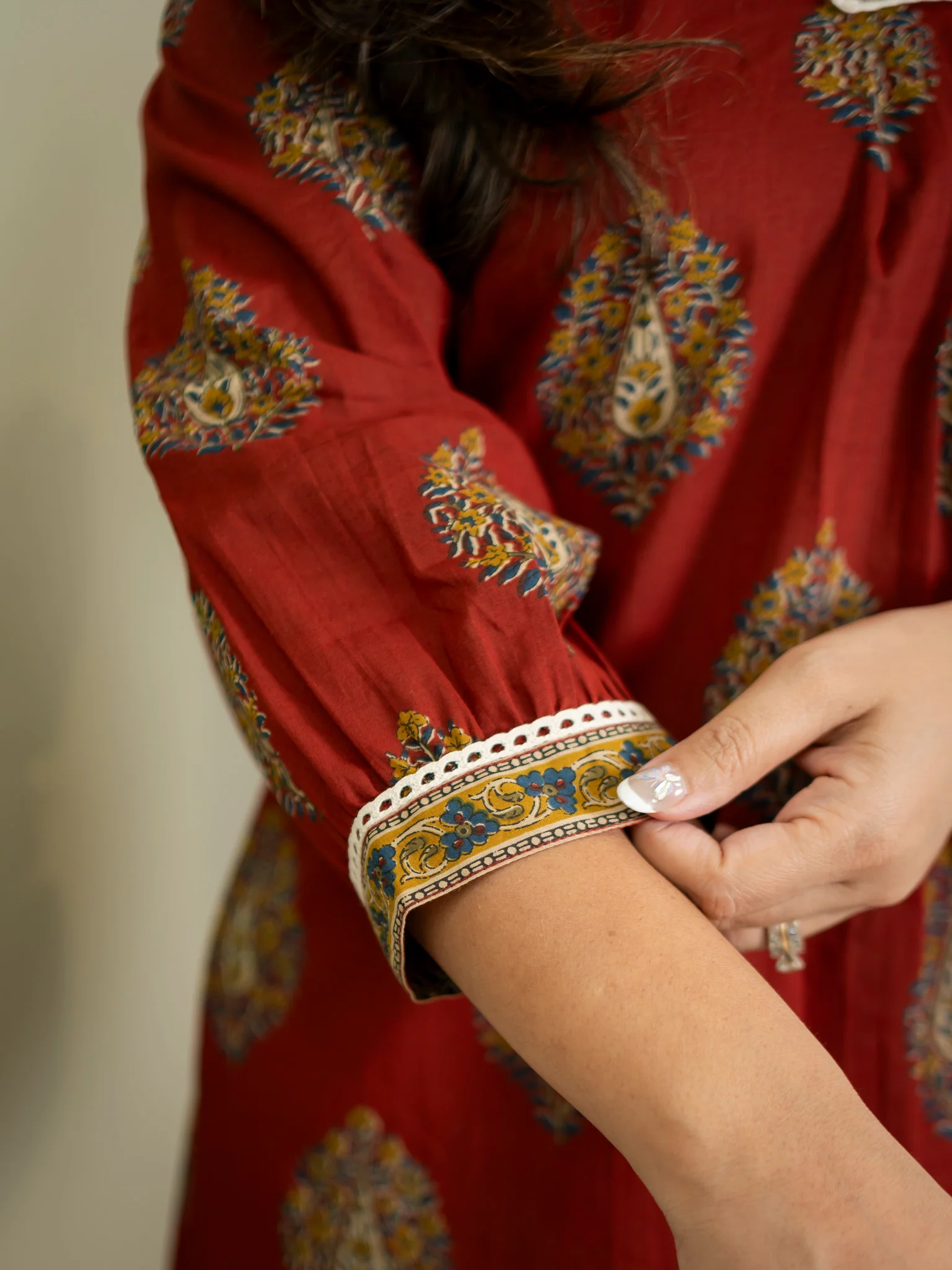 Maroon Cotton A-line Casual Kurta - Image 6