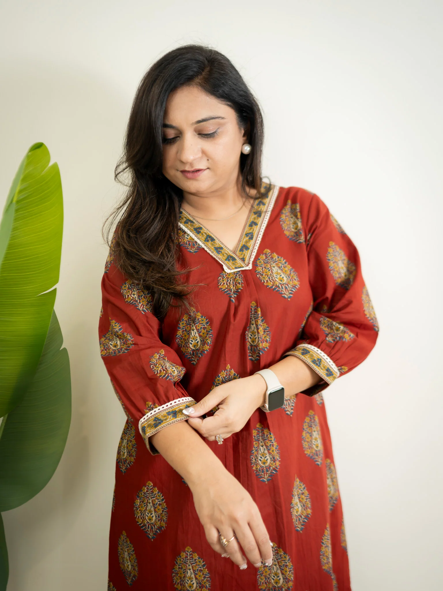 Maroon Cotton A-line Casual Kurta - Image 7