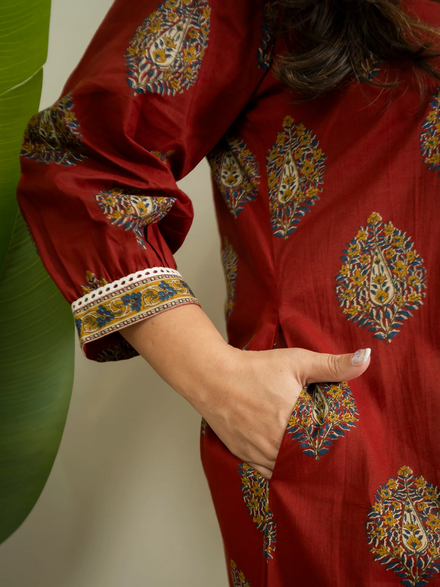 Maroon Cotton A-line Casual Kurta - Image 8