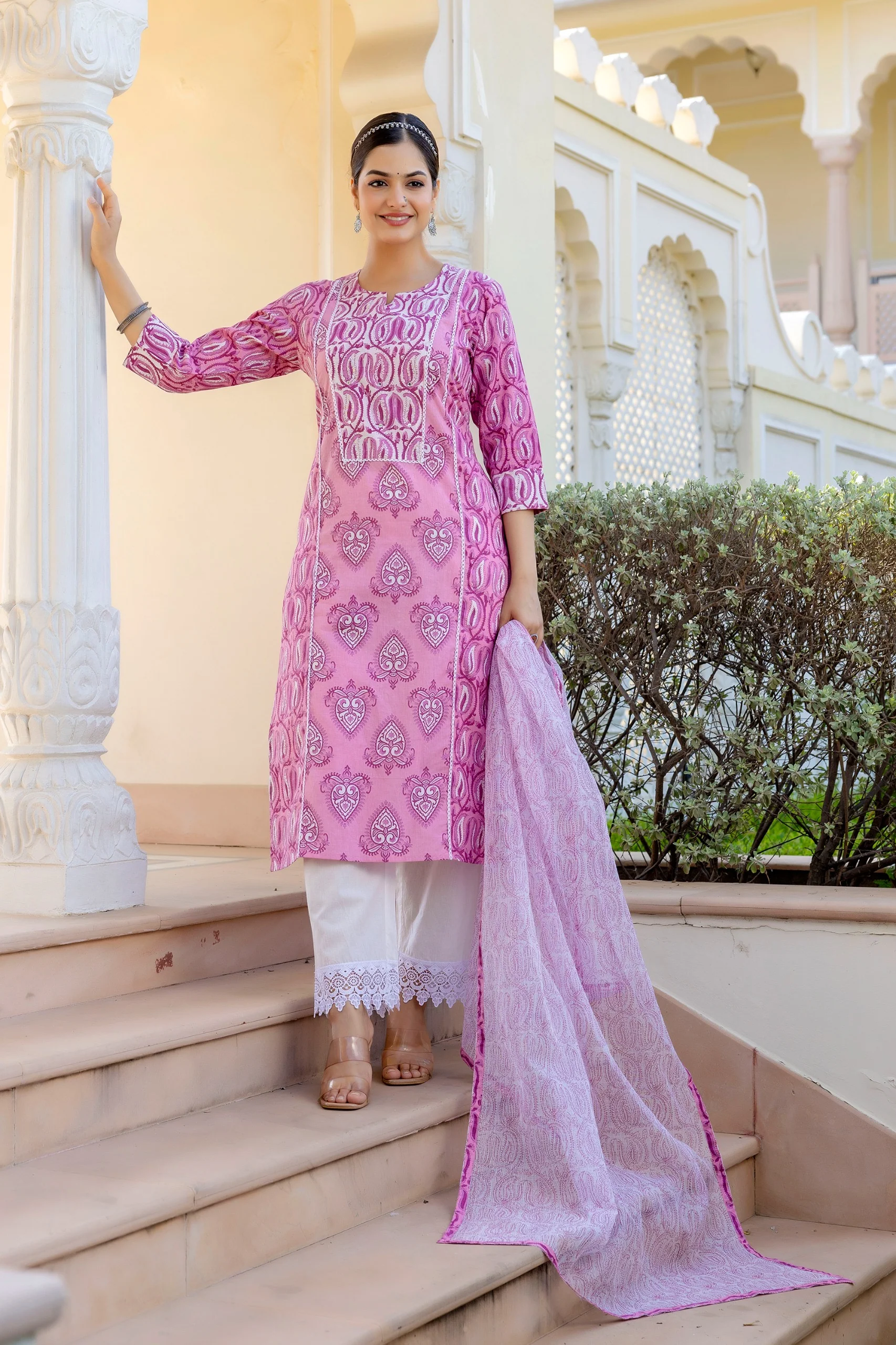 Mashia Cotton Pakistani Suit with Lace Detailing - Image 12