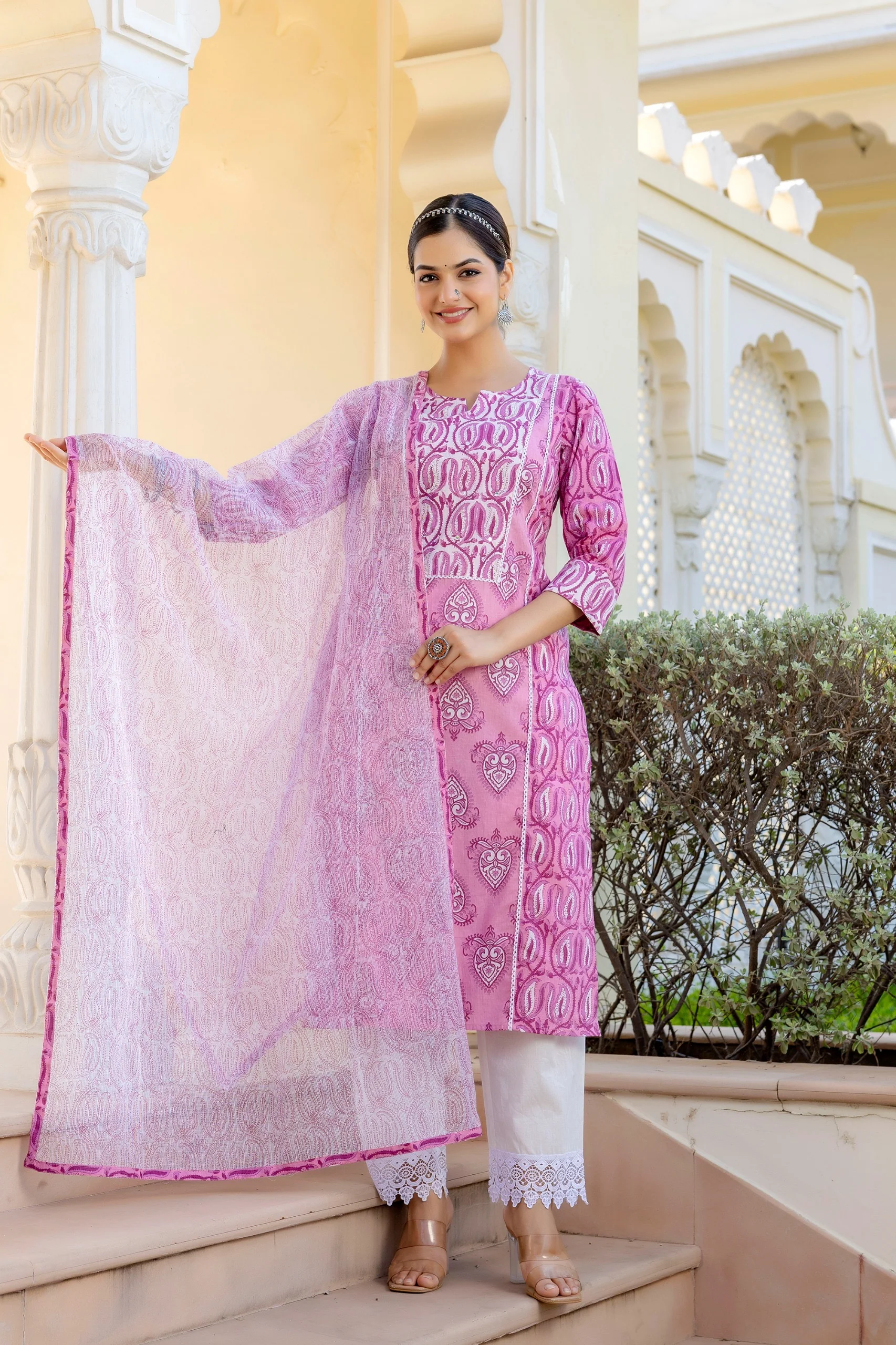 Mashia Cotton Pakistani Suit with Lace Detailing - Image 14