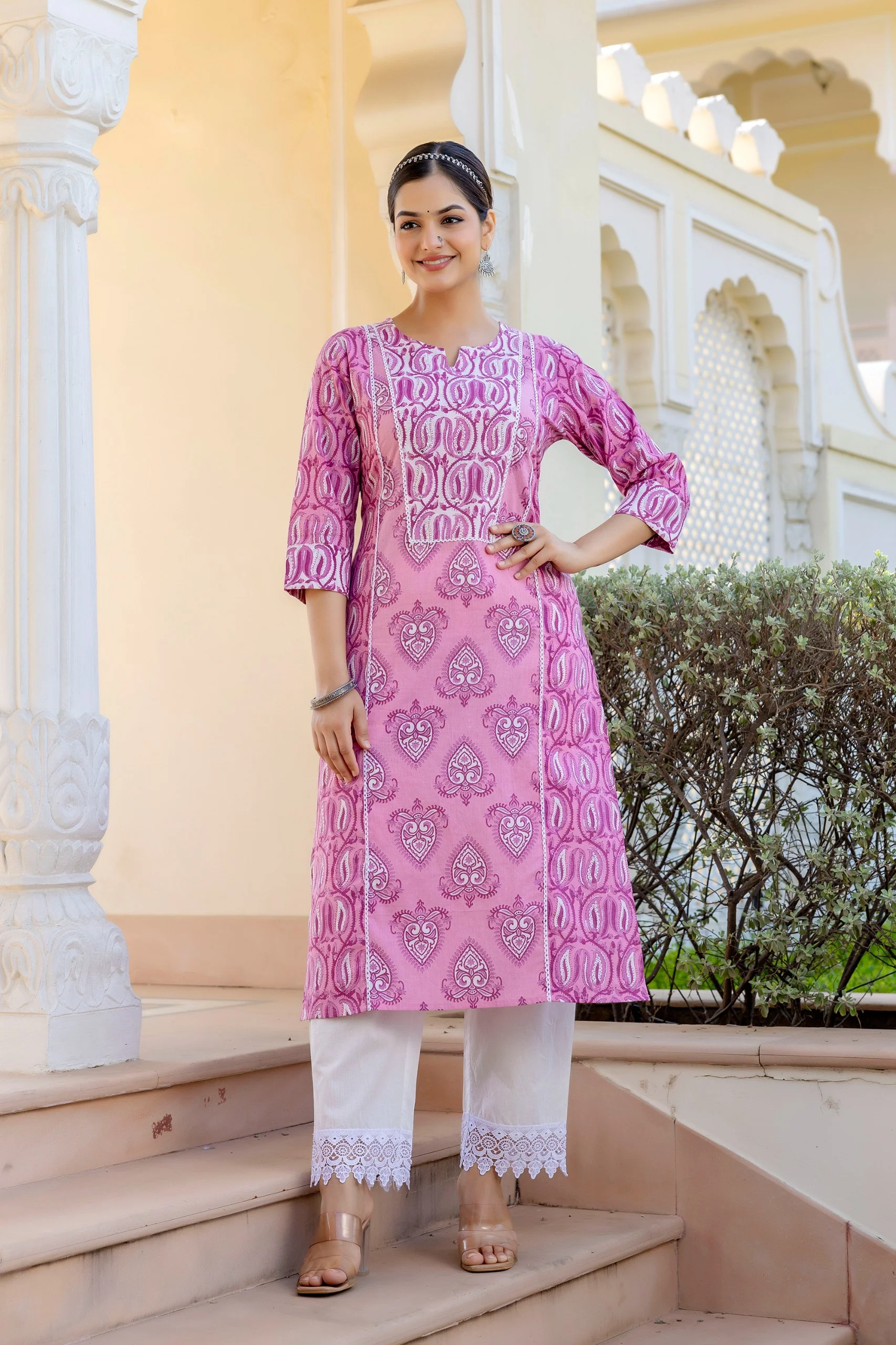 Mashia Cotton Pakistani Suit with Lace Detailing - Image 17